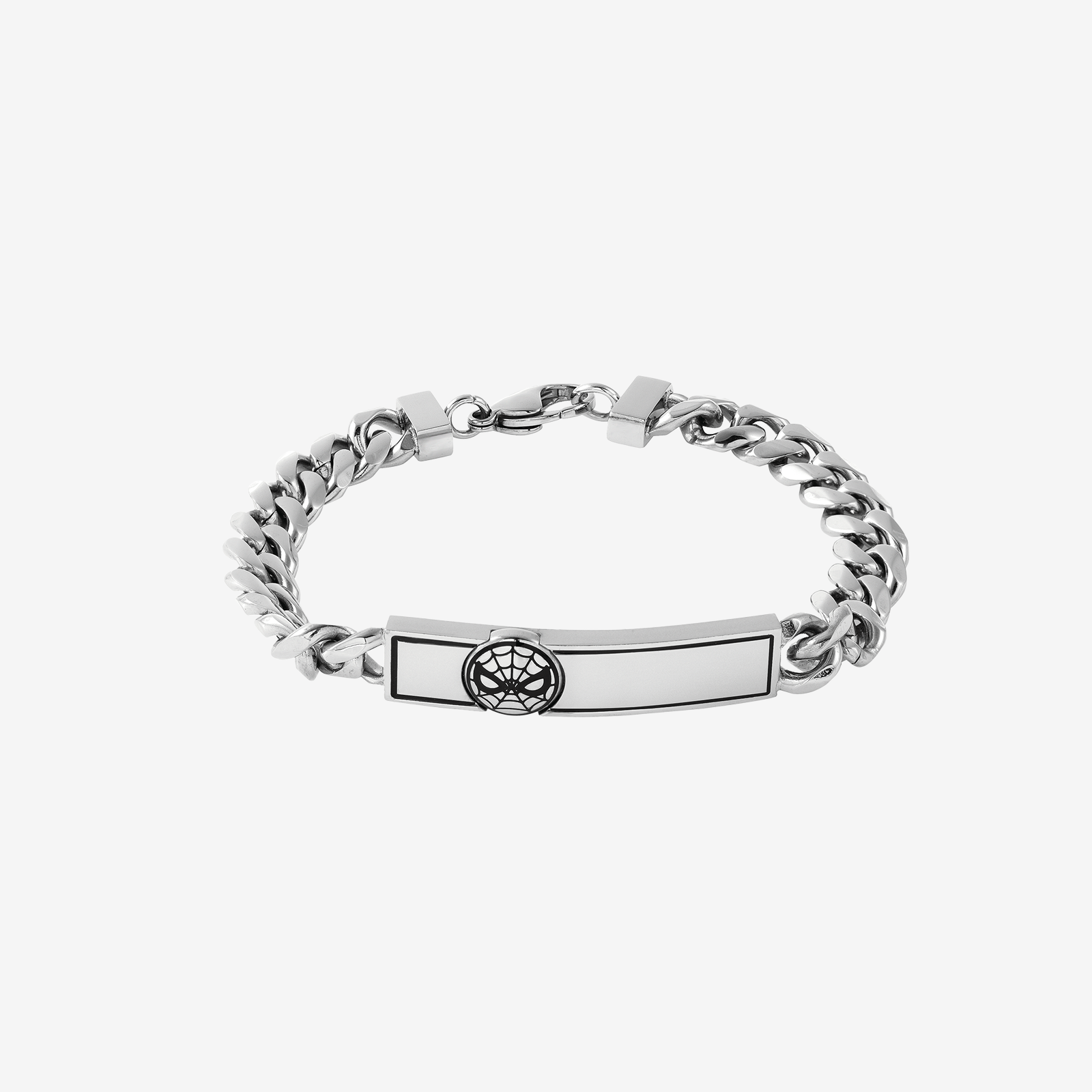 Spider-Man Men’s ID Bracelet – Stainless Steel Curb Chain with Etched Plate