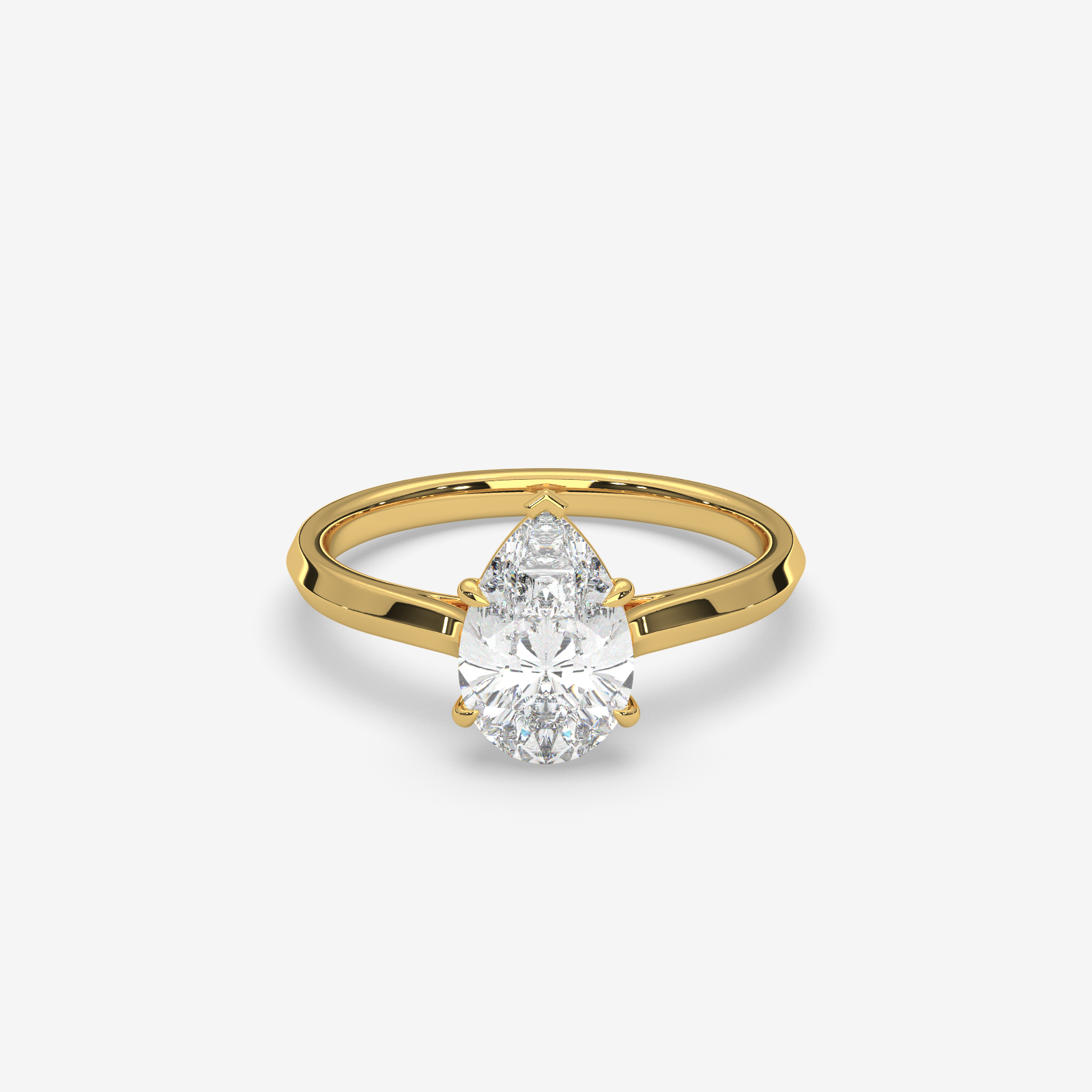 Solid Gold Pear Cut Solitaire Engagement Ring | Handcrafted Teardrop Diamond Ring