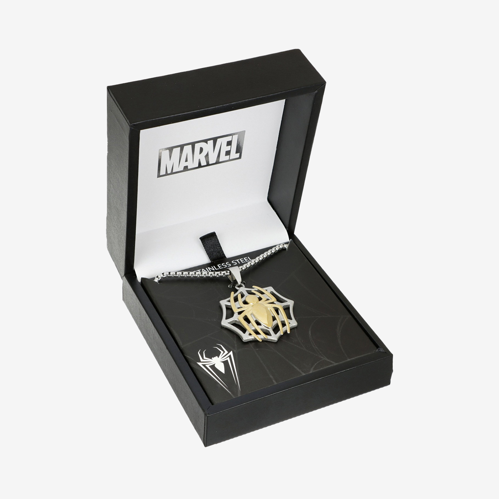 Spider Pendant on Web Necklace – Stainless Steel