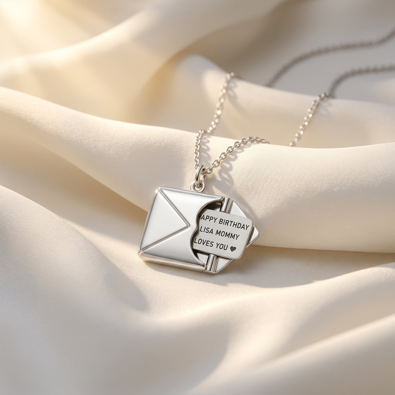 Personalized 18K Gold Envelope Necklace with Secret Message