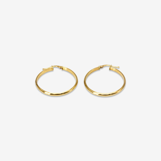 Classic 18k Solid Gold Hoop Earrings | High-Polish Minimalist Gold Hoops for Women