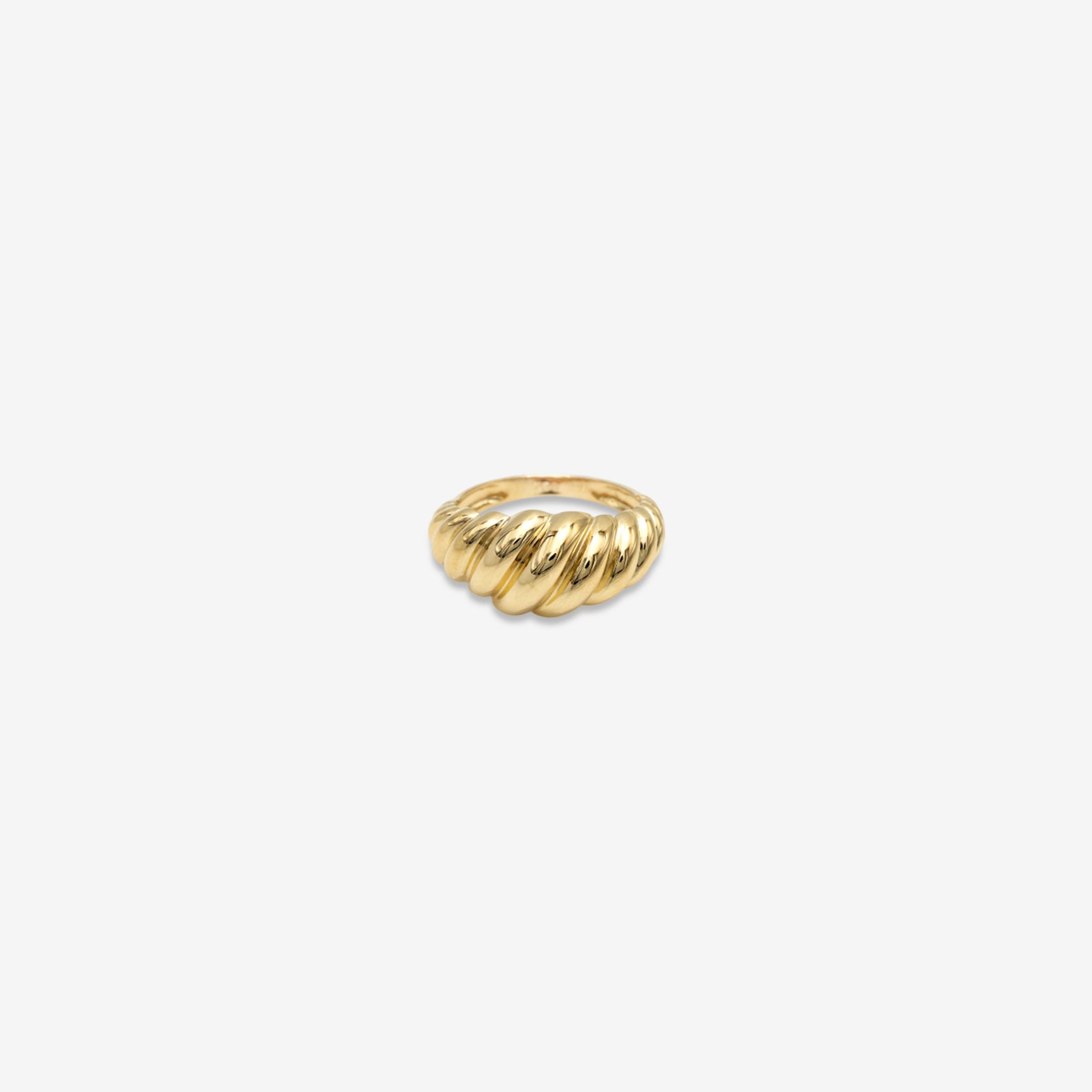 18k Gold Ribbed Croissant Dome Ring | Chunky Statement Band for Women