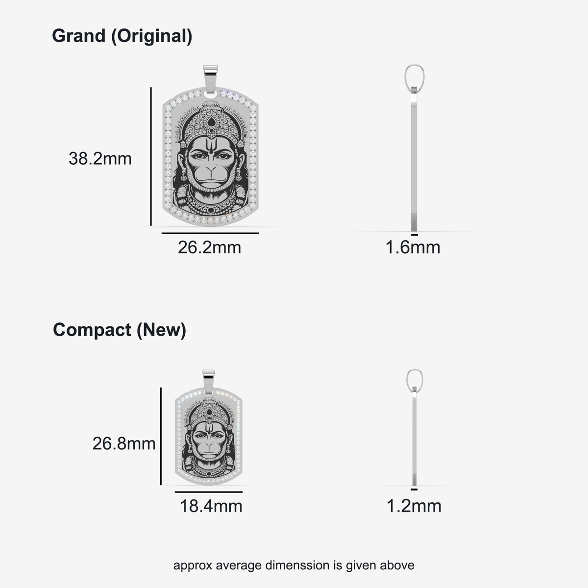 Men's 18k Gold Hanuman Diamond Pendant | Religious Spiritual Jewelry | Lord Hanuman Necklace with Inscribed Hanuman Chalisa
