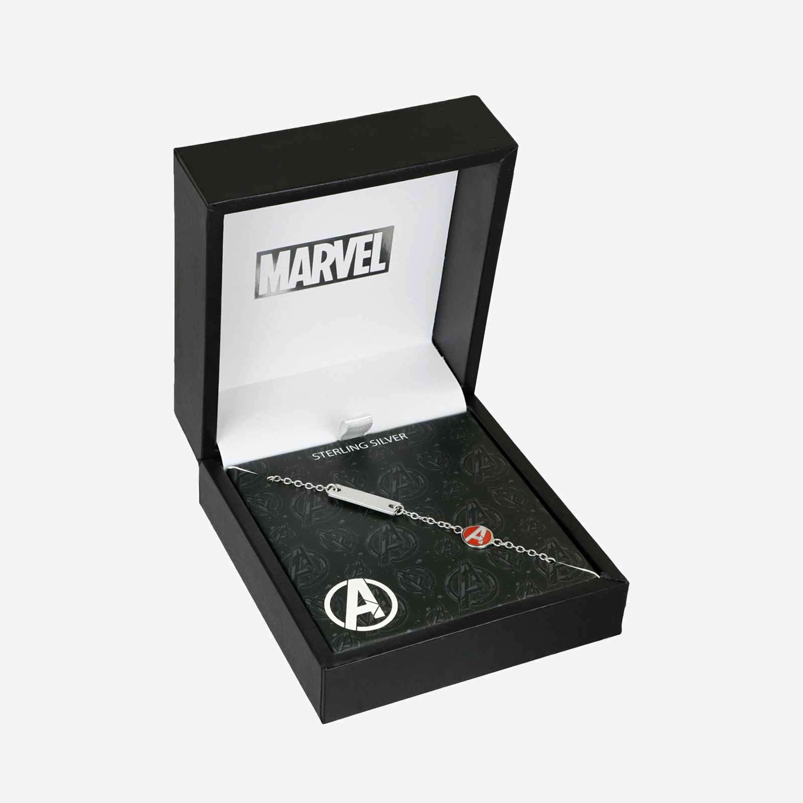 Avengers "A" logo Kids Bracelet with ID Plate – 925 Sterling Silver