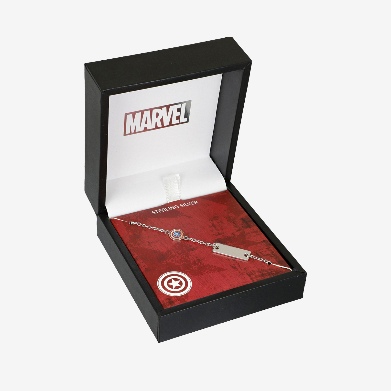 Captain America Shield ID Plate Kids Bracelet – 925 Sterling Silver