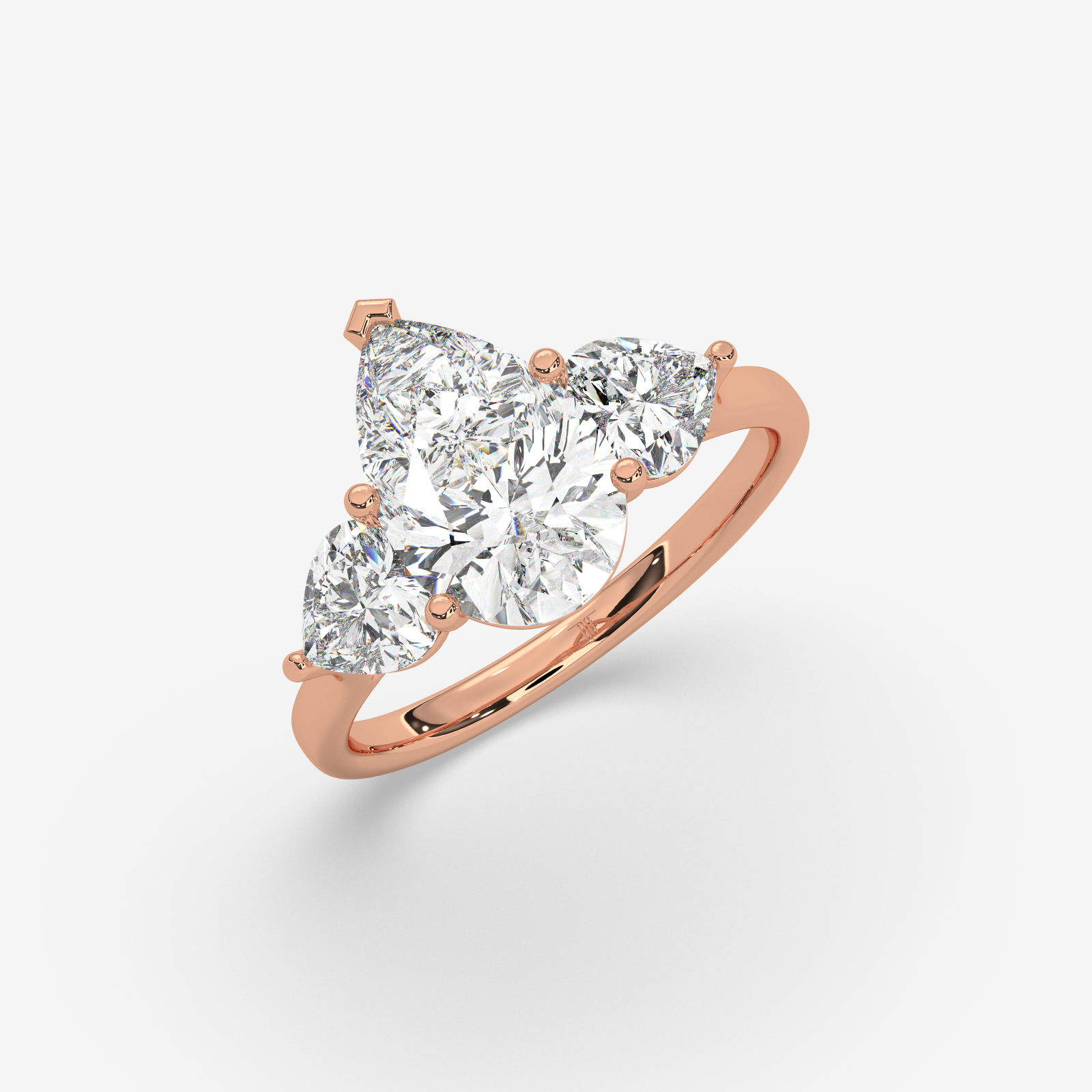 Solid Gold Pear Cut Diamond Trilogy Engagement Ring | Three-Stone Anniversary Band