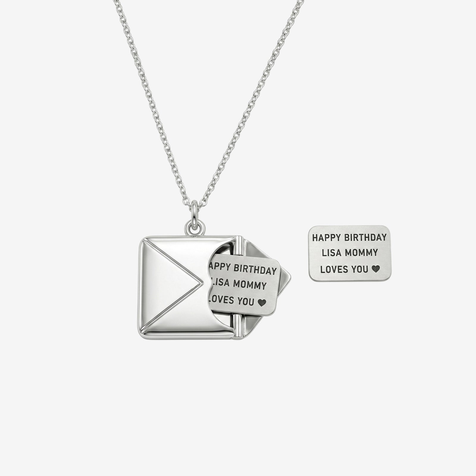Personalized 18K Gold Envelope Necklace with Secret Message