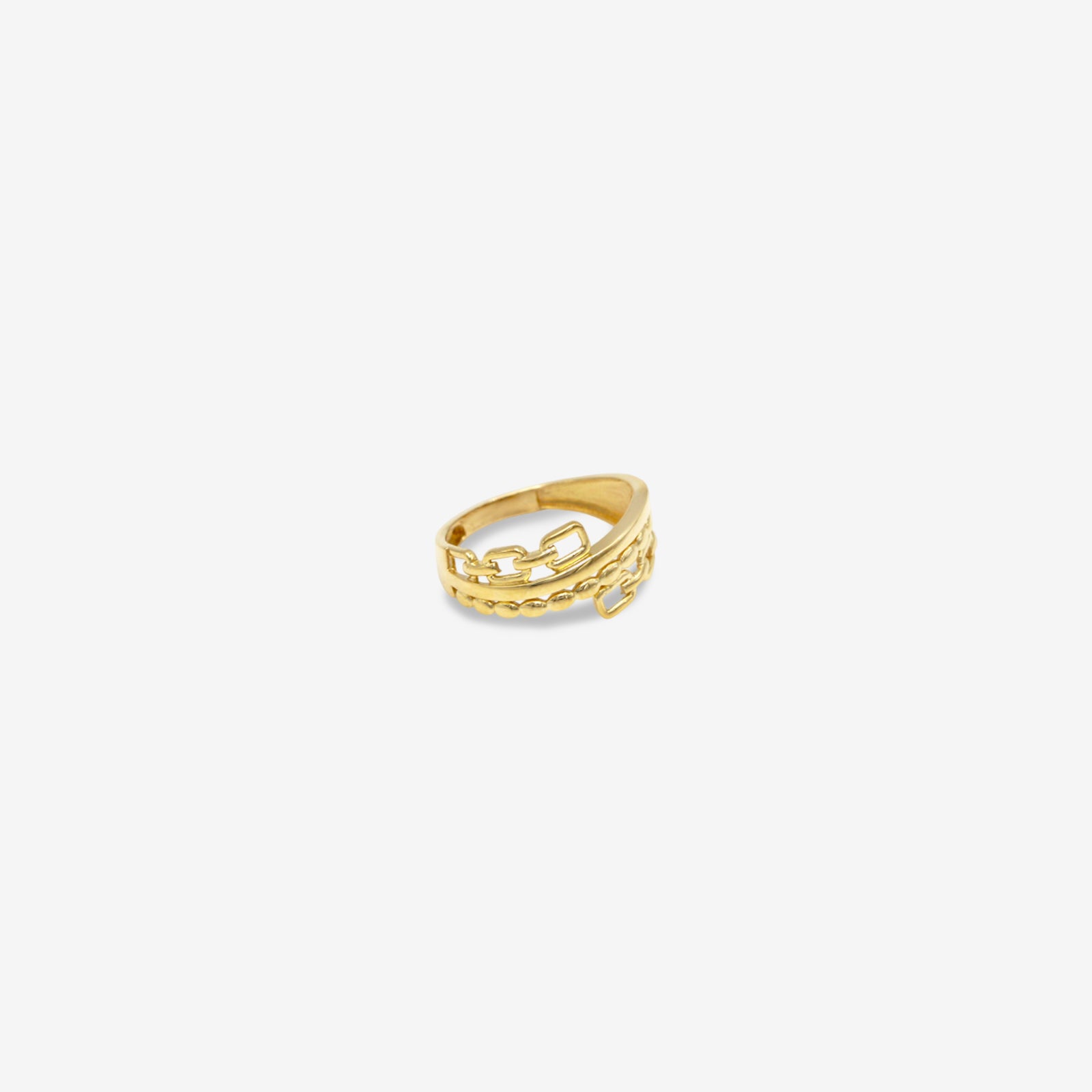 18k Solid Gold Multi-Band Chain Ring | Textured Stacked Statement Ring