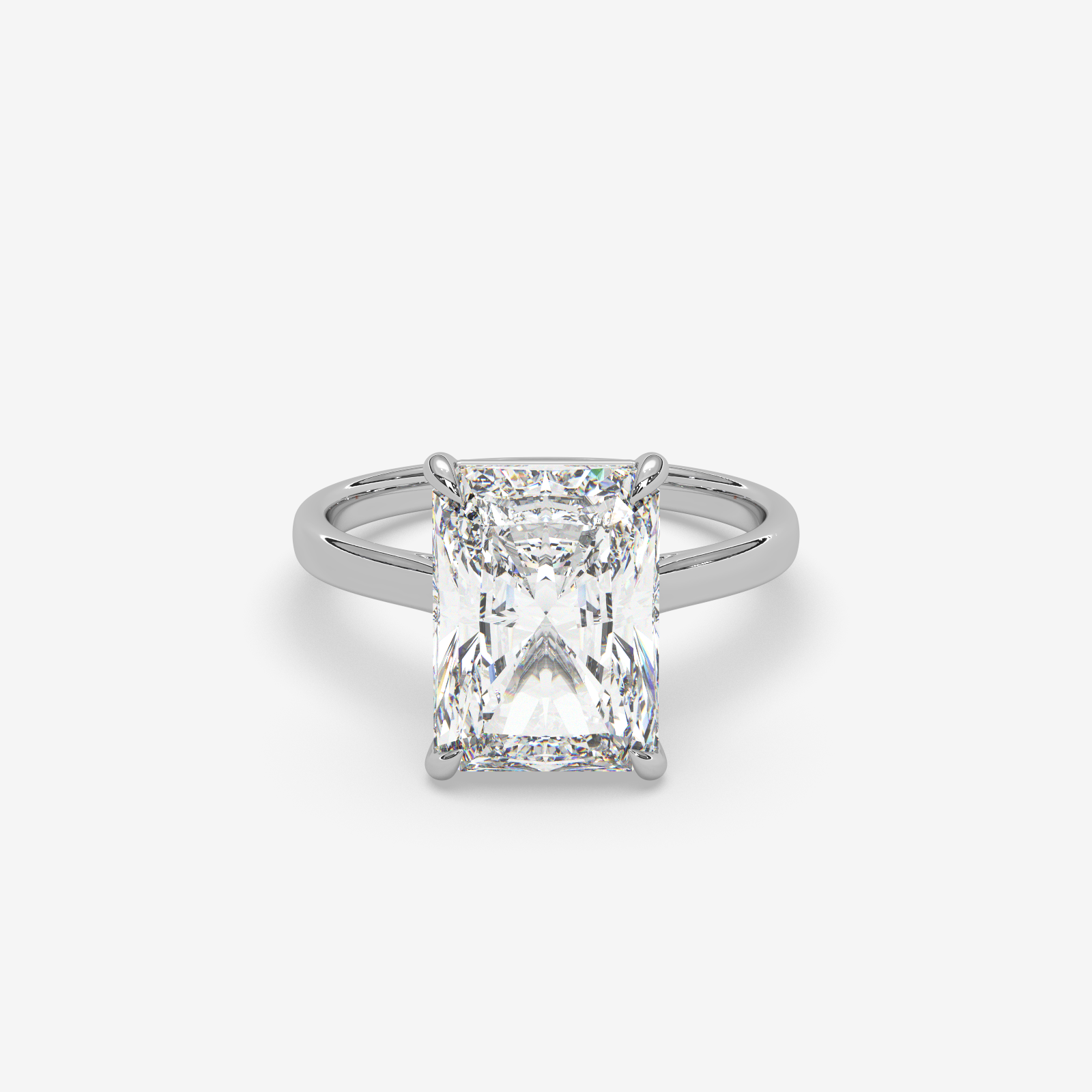 Solid Gold Radiant Cut Diamond Solitaire Engagement Ring | Classic 4-Prong Setting