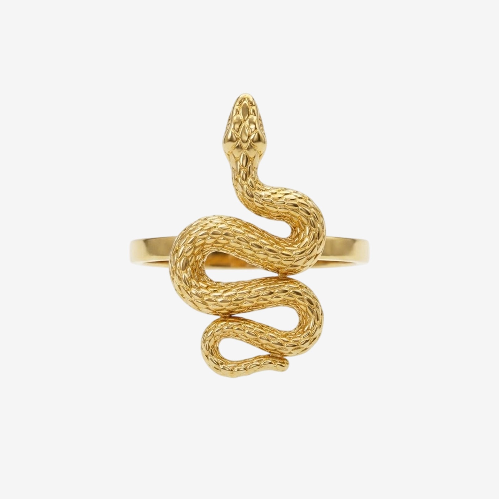 18k Gold Serpent Statement Ring | Textured Snake Wrap Ring for Women