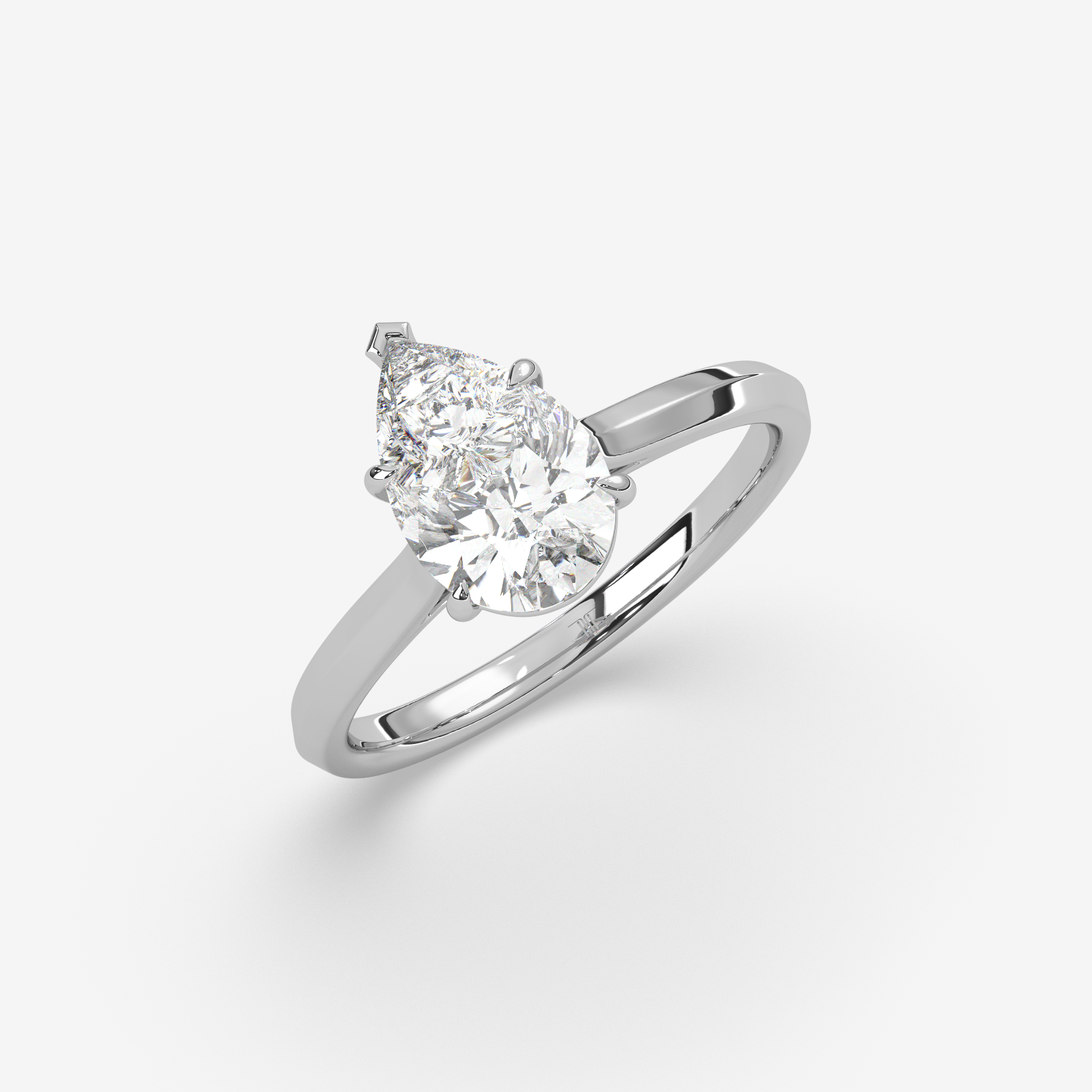 Solid Gold Pear Cut Solitaire Engagement Ring | Handcrafted Teardrop Diamond Ring