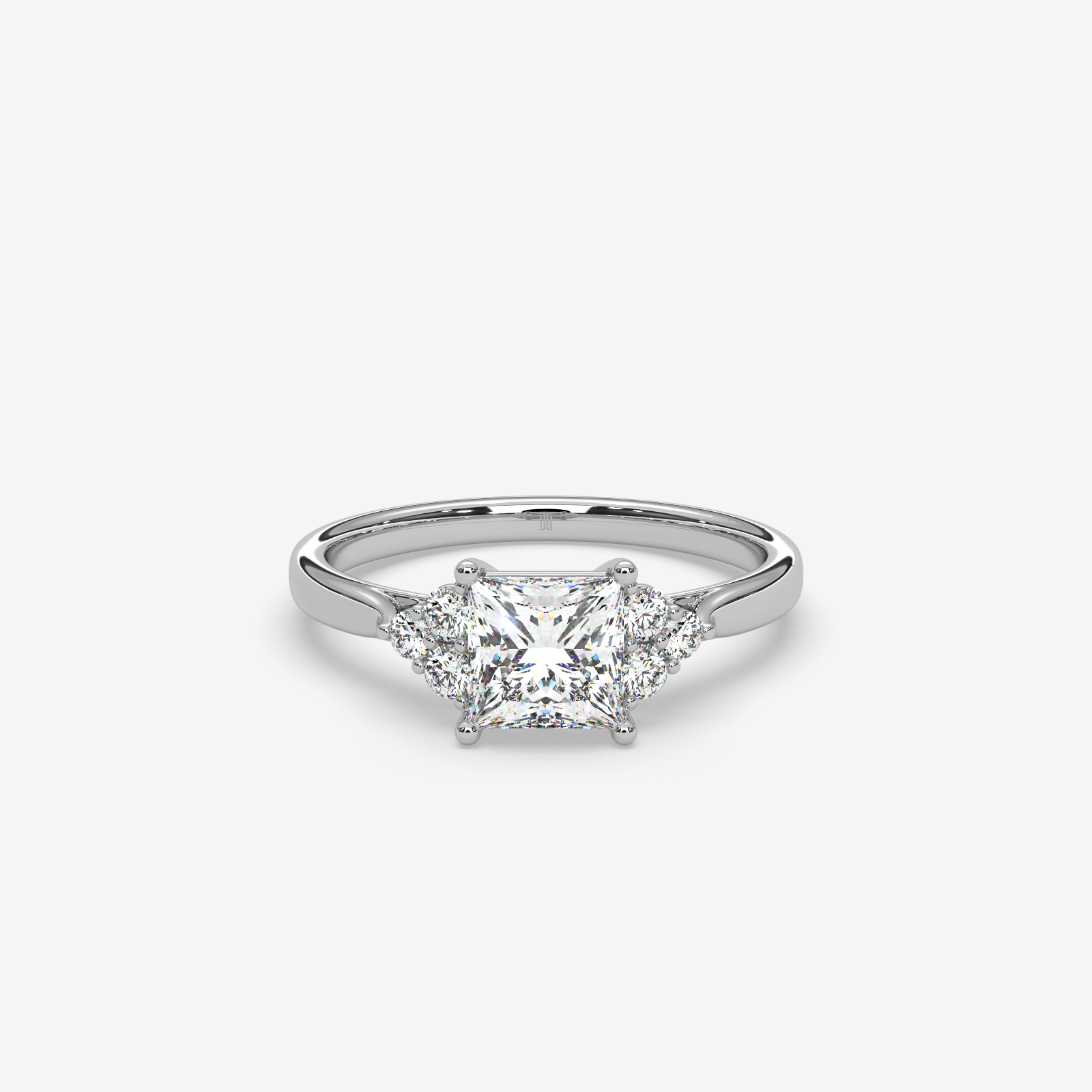 Princess Cut Trefoil Diamond Engagement Ring in Solid Gold