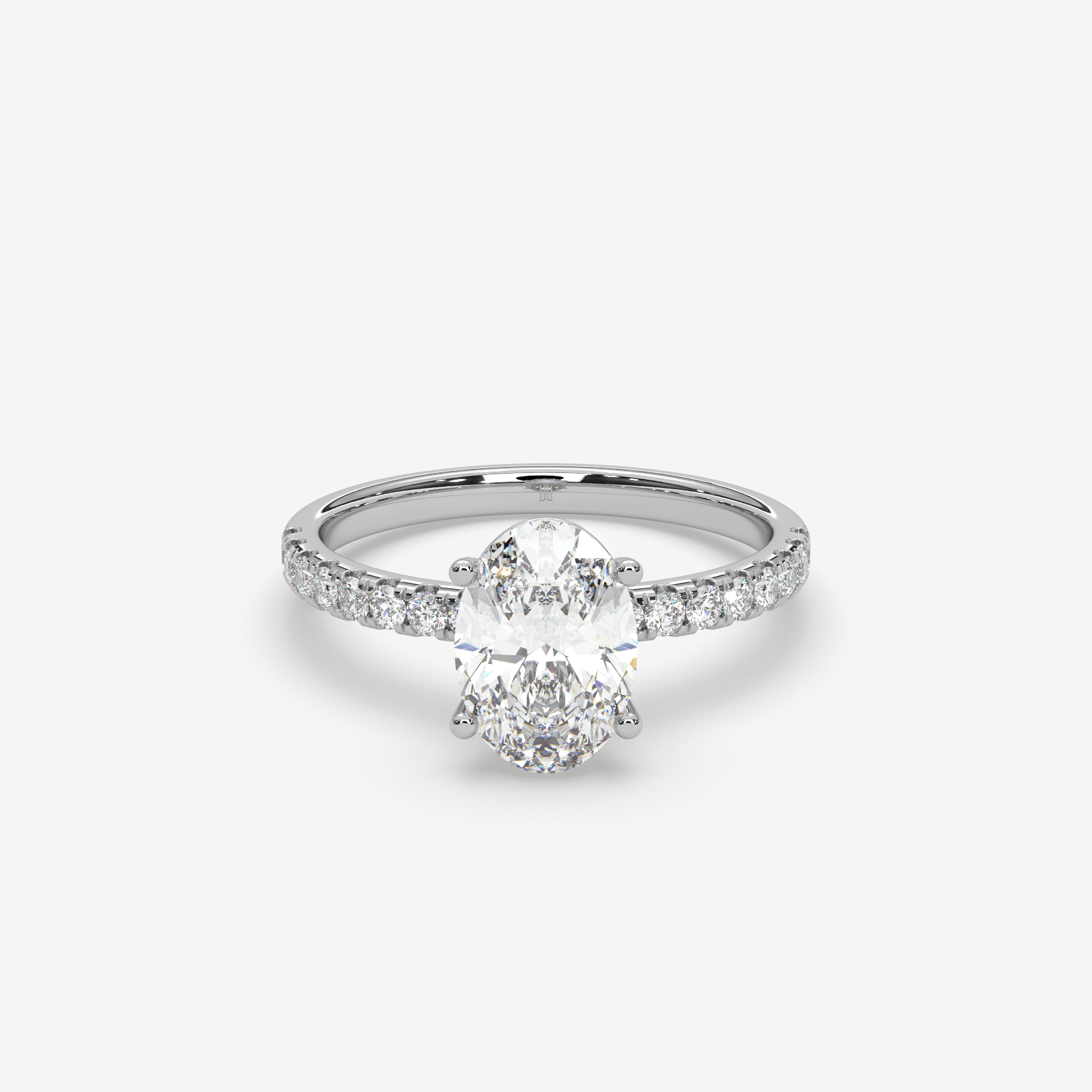 Solid Gold Oval Cut Diamond Engagement Ring