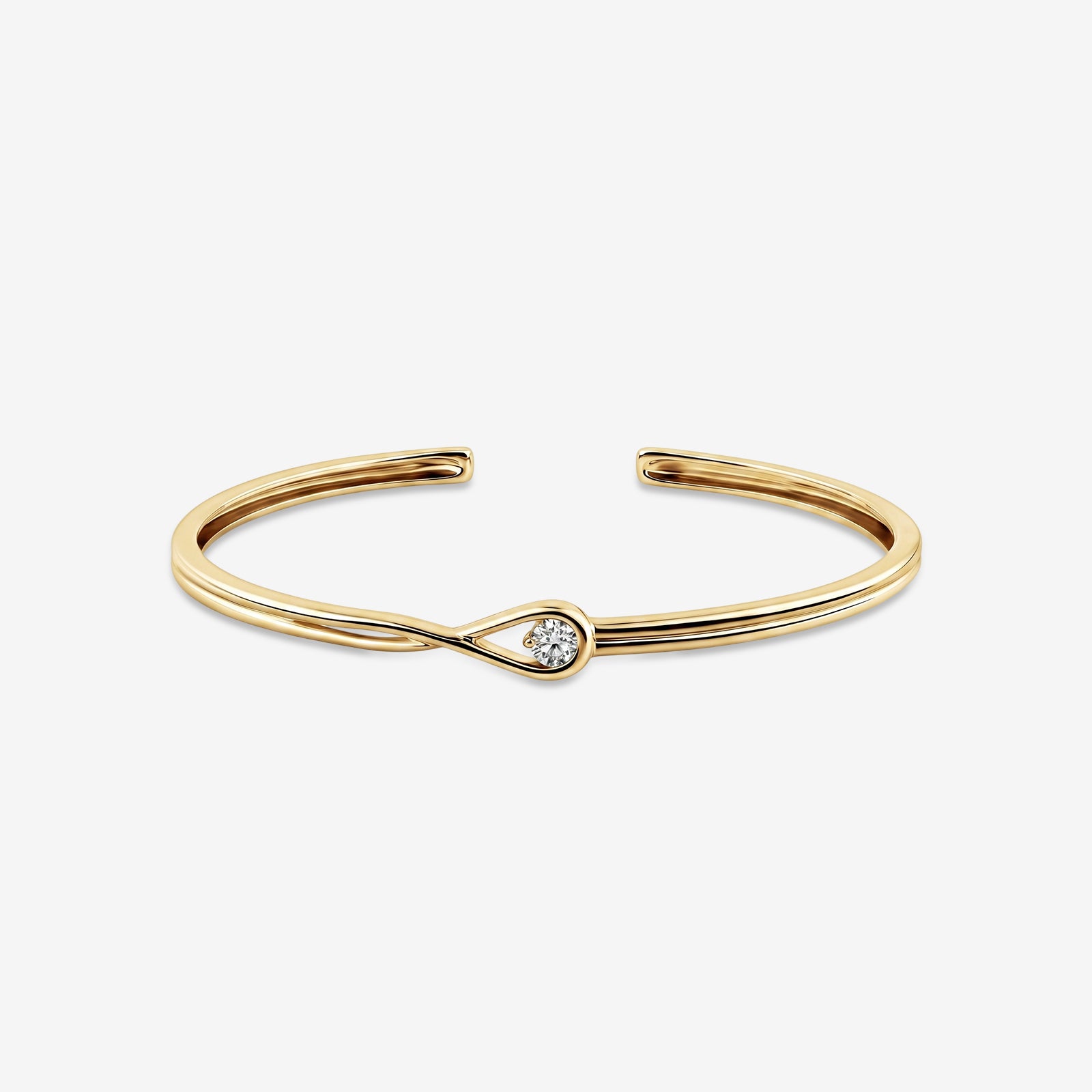 18k Gold Teardrop Loop Diamond Cuff Bracelet | Minimalist Open Bangle