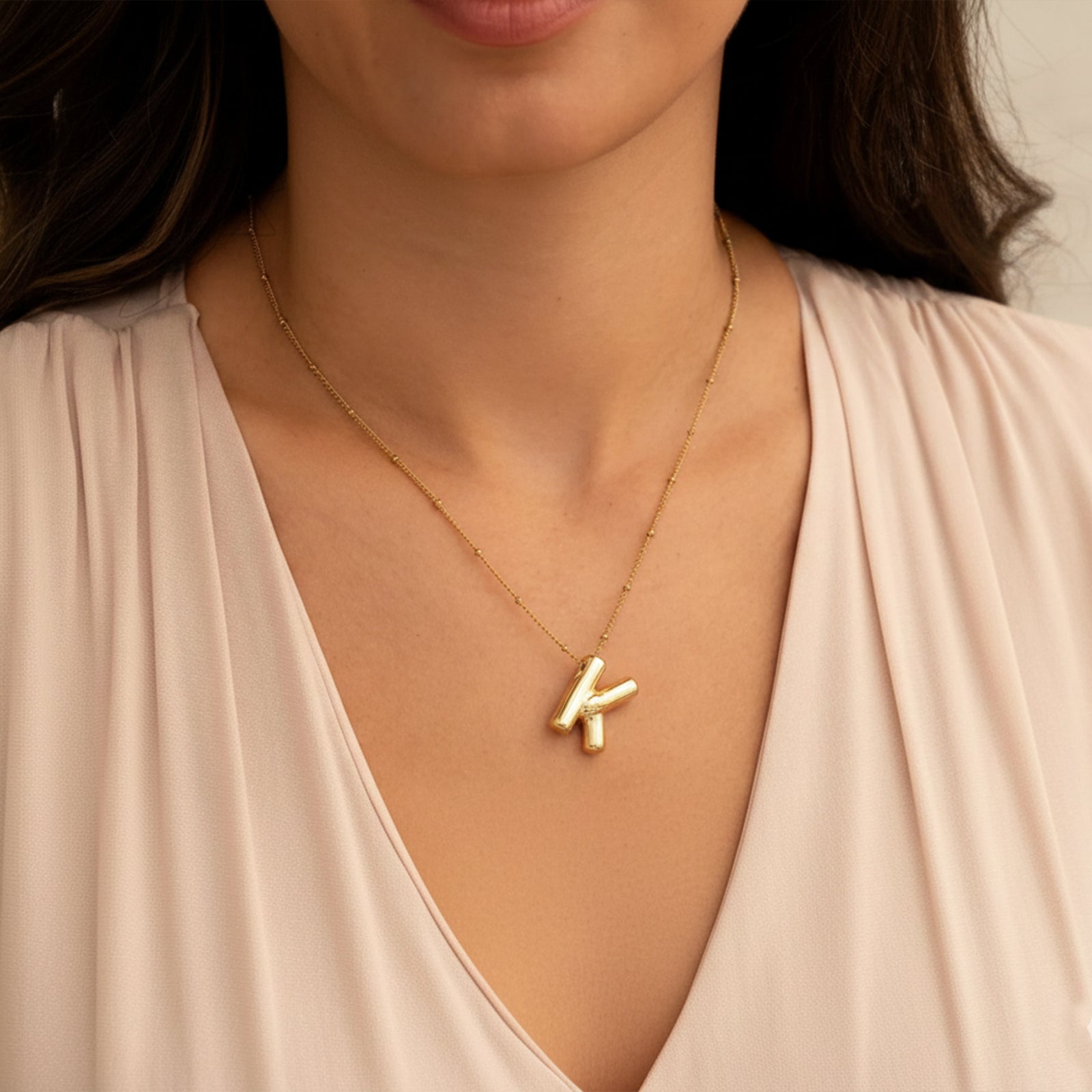 18k Gold Bamboo Initial Necklace | Custom Letter Pendant | Personalized Luxury Jewelry