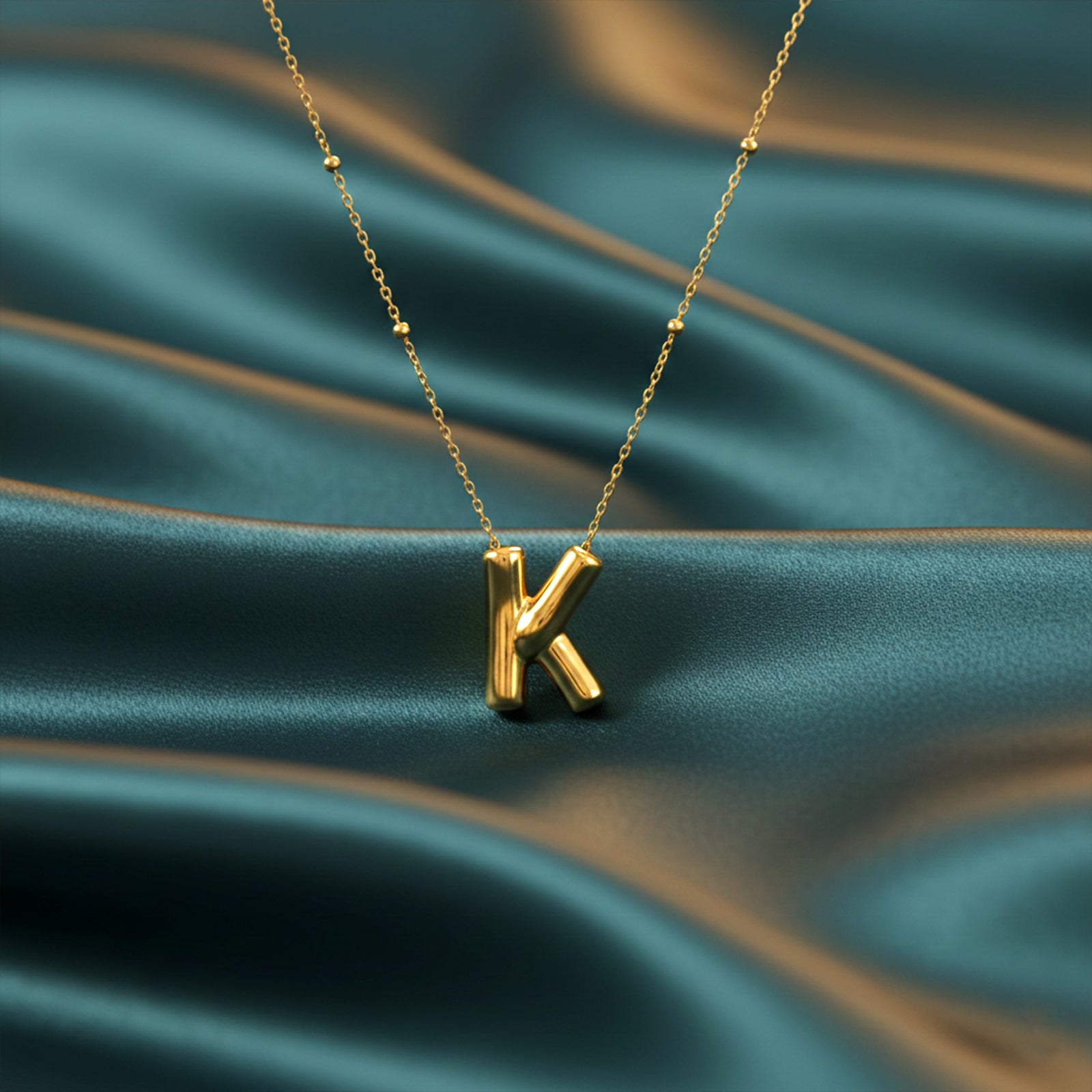 18k Gold Bamboo Initial Necklace | Custom Letter Pendant | Personalized Luxury Jewelry