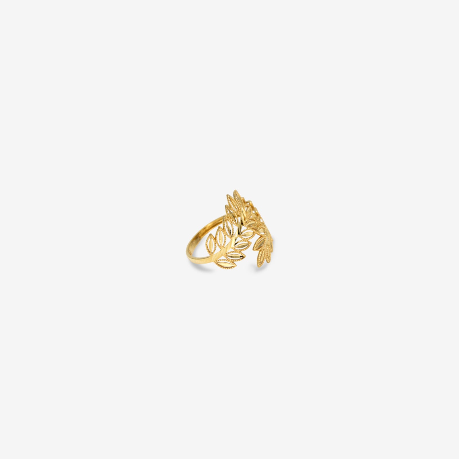 18k Gold Laurel Leaf Ring | Handcrafted Filigree Branch Statement Ring for Women