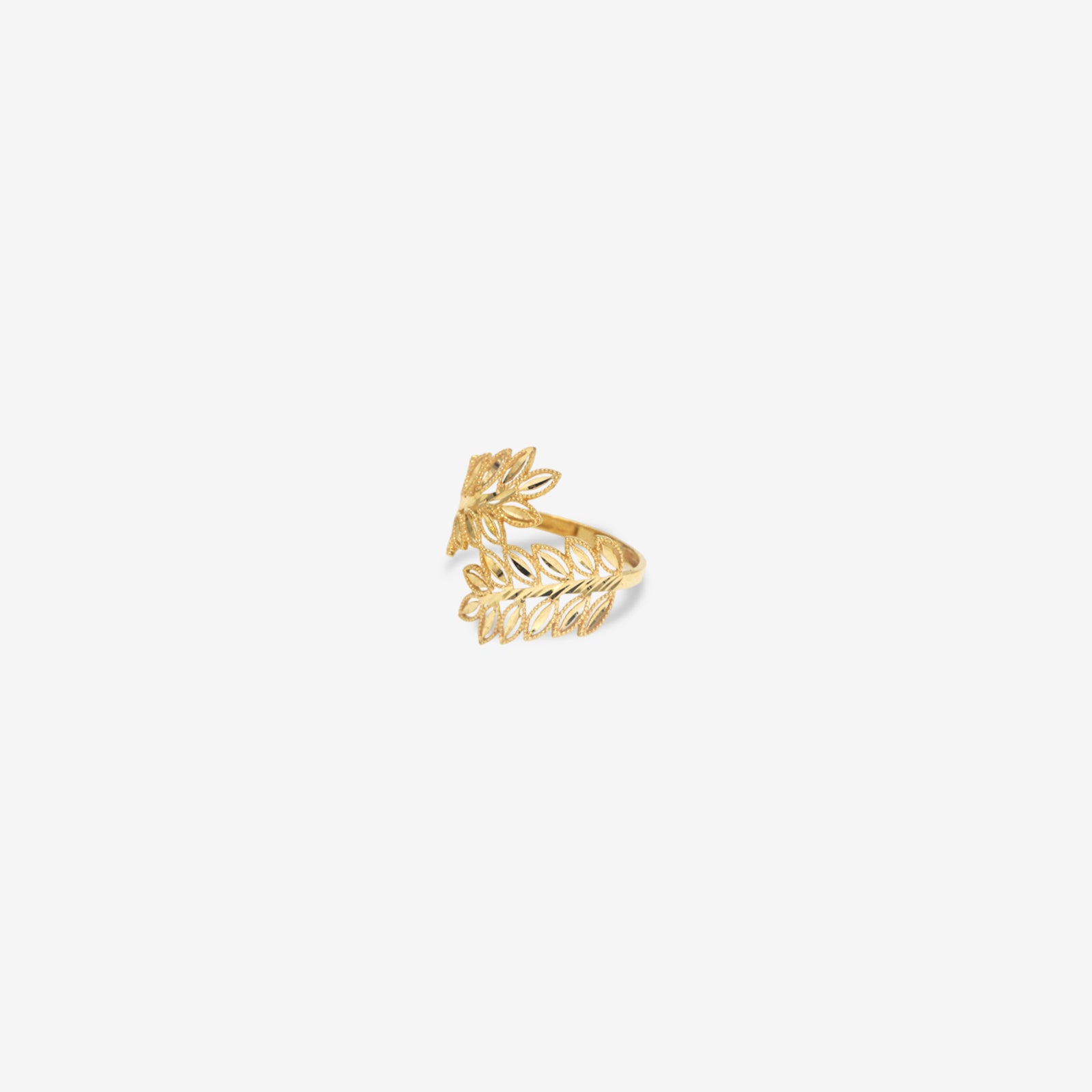 18k Gold Laurel Leaf Ring | Handcrafted Filigree Branch Statement Ring for Women