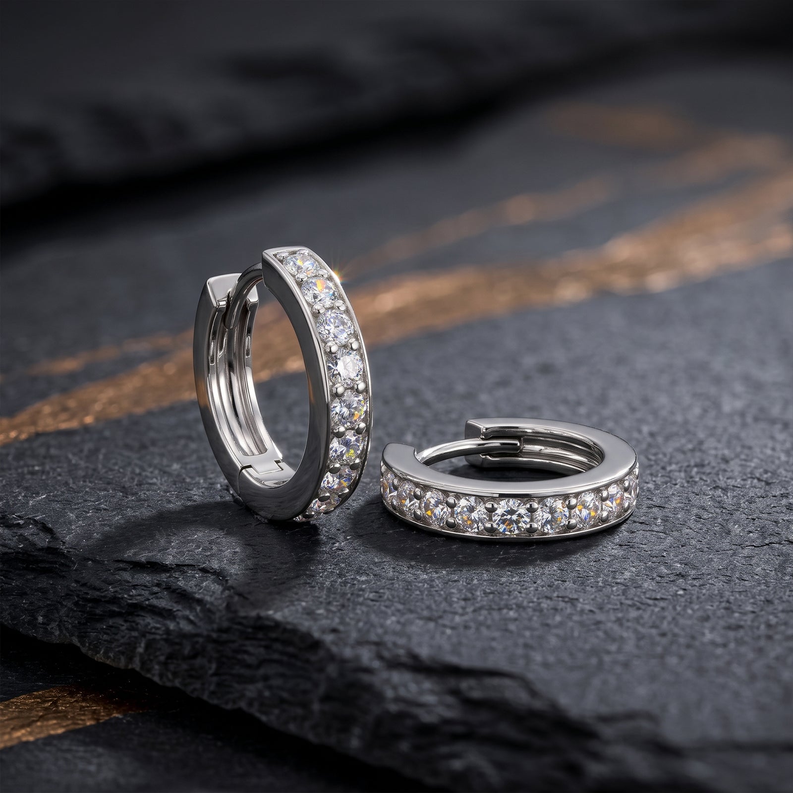 18K Gold Diamond Huggie Hoop Earrings | Small Diamond Hoops for Women