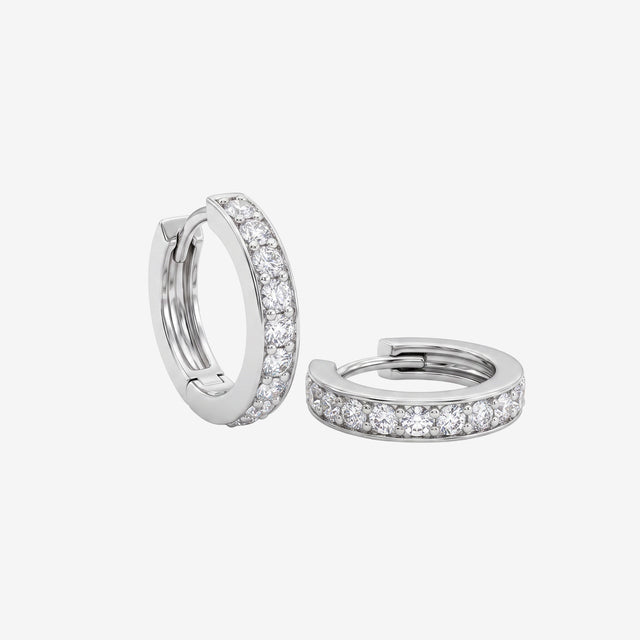 18K Gold Diamond Huggie Hoop Earrings | Small Diamond Hoops for Women