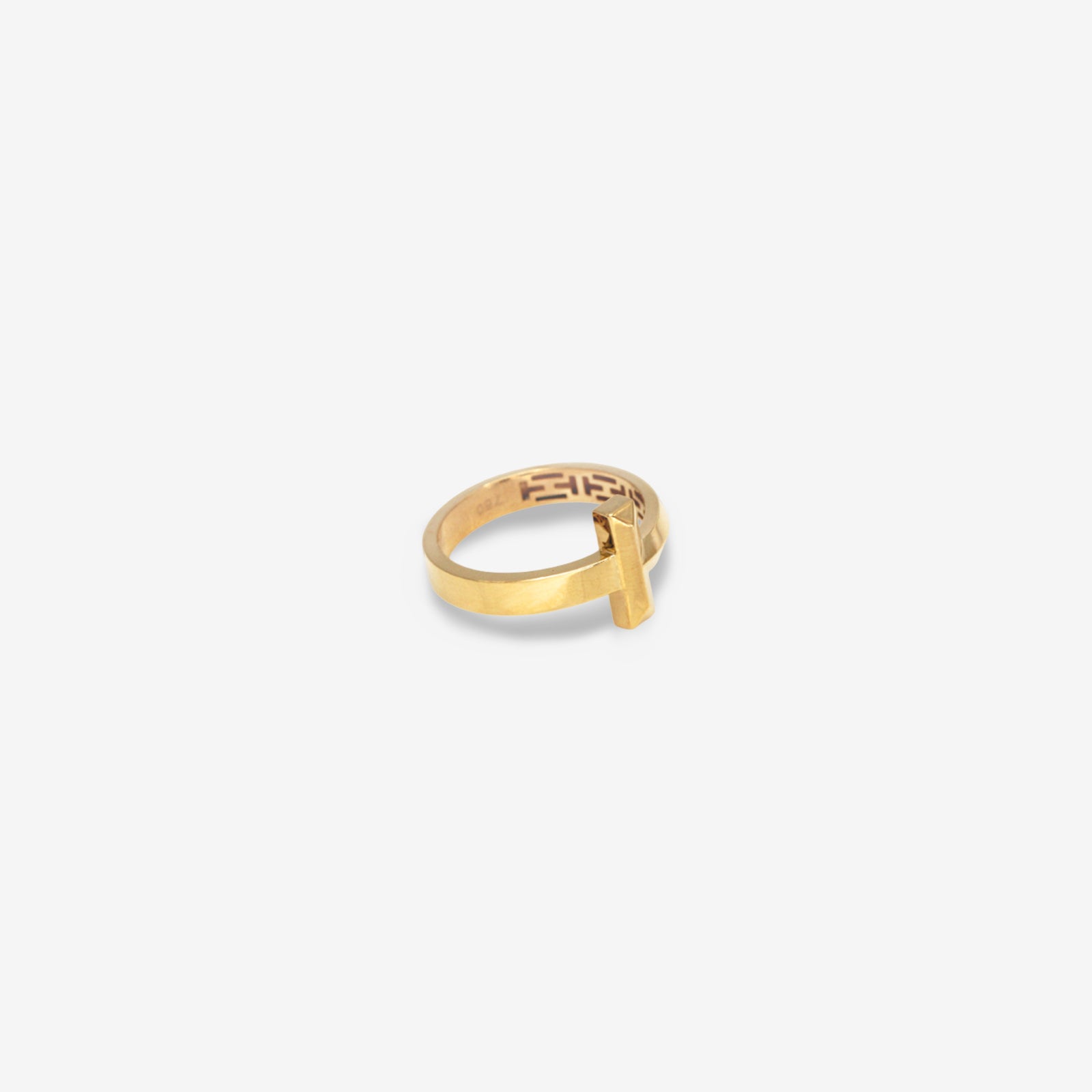 18K Solid Gold Geometric Cross Ring | Minimalist Beveled Statement Jewelry for Women