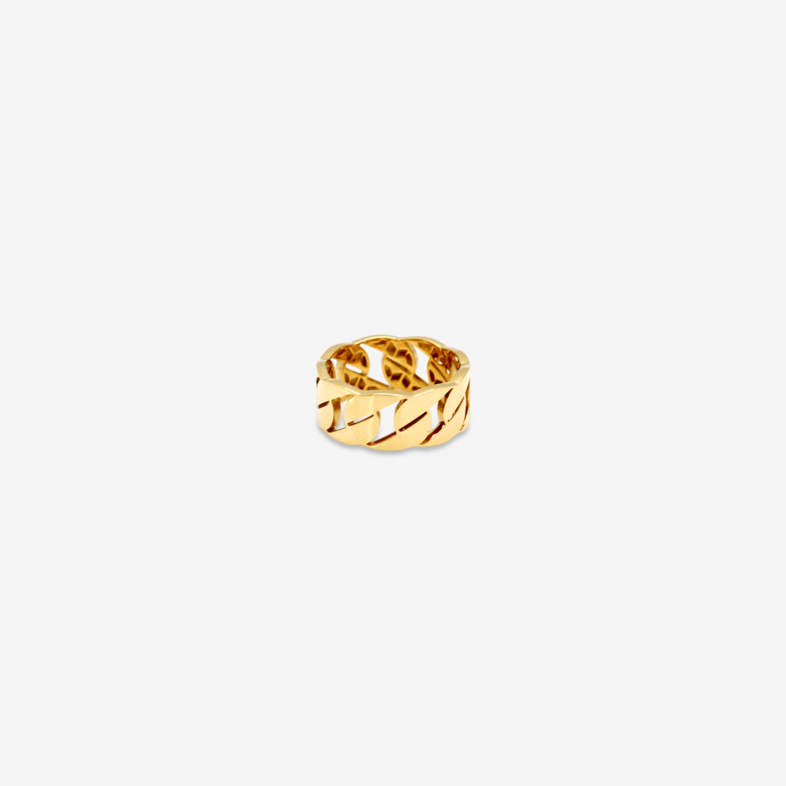18k Solid Gold Flat Curb Link Ring | Bold Chain Statement Band for Women
