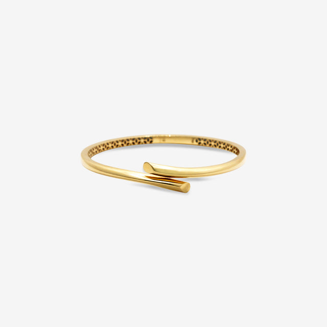 Solid 18k Gold Bypass Cuff Bracelet | Minimalist Open Bangle for Women