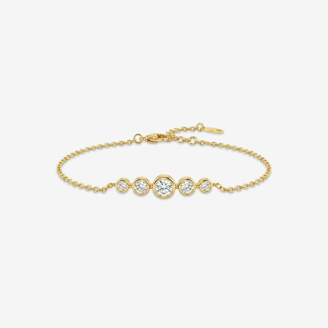 18k Gold Five-Stone Bezel Diamond Bracelet | Minimalist Chain