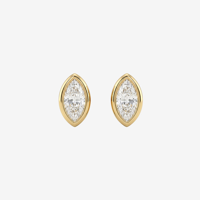 18k Gold Marquise Diamond Bezel Stud Earrings (1.00 TCW)