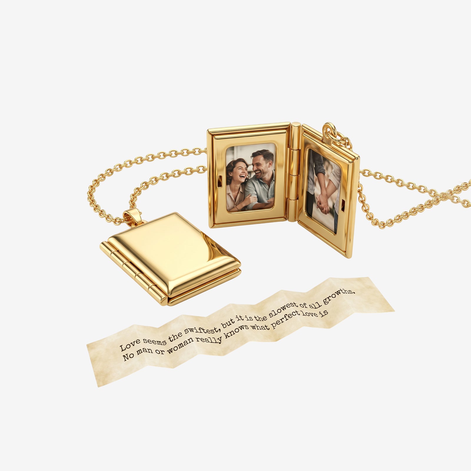 18k Gold Book Locket Necklace | Custom Photo Pendant Charm