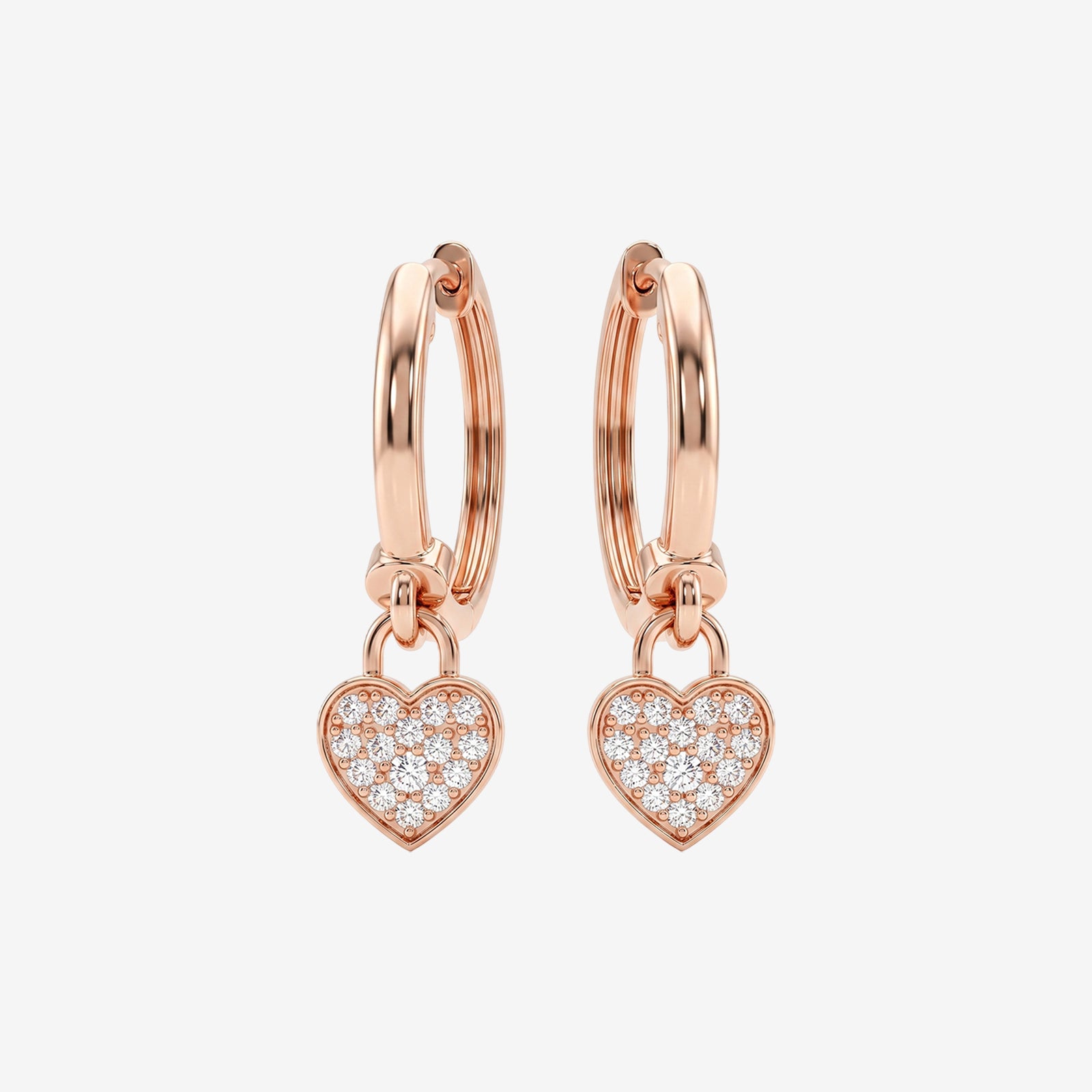 18k Gold Diamond Heart Charm Huggie Earrings| REVA X DIAN Collection
