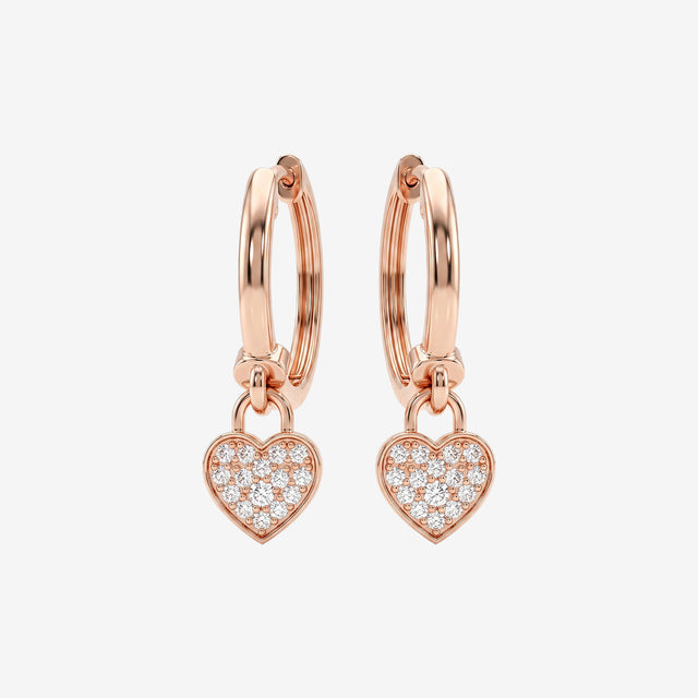 18k Gold Diamond Heart Charm Huggie Earrings| DIVA X DIAN Collection
