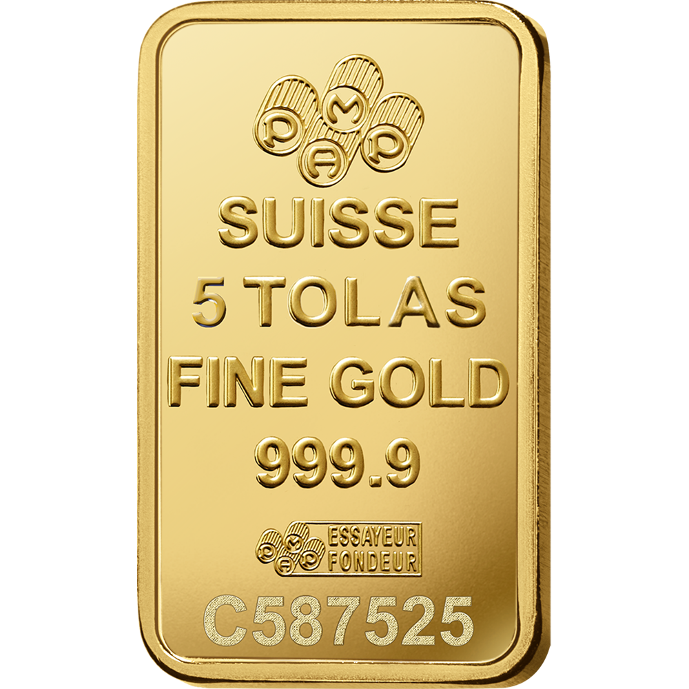 5 TOLAS SUISSE PAMP GOLD BAR – 24K (999.9) PURE GOLD - SEALED & CERTIFIED