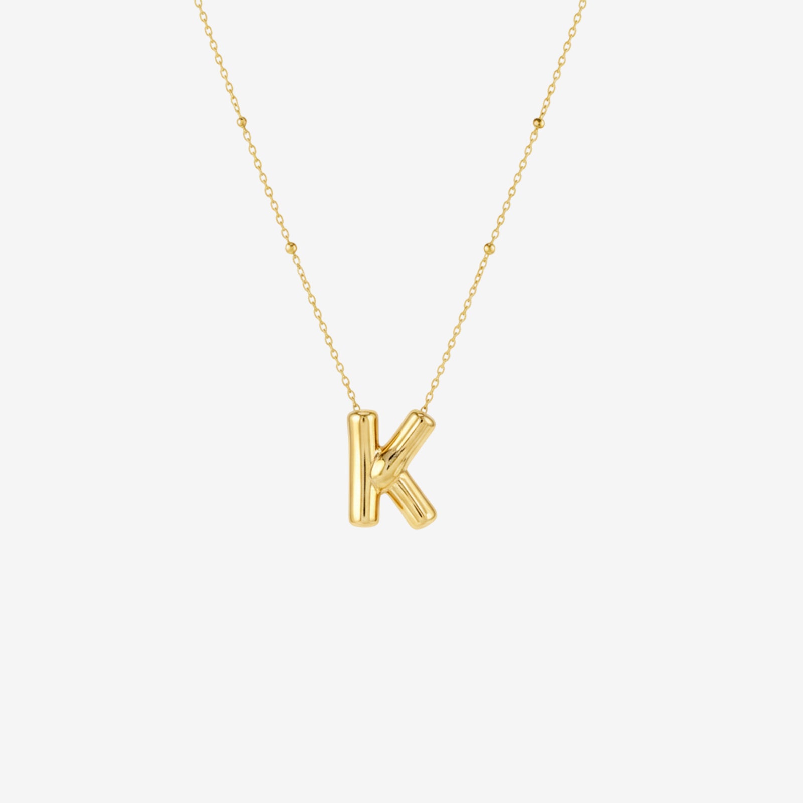 18k Gold Bamboo Initial Necklace | Custom Letter Pendant | Personalized Luxury Jewelry