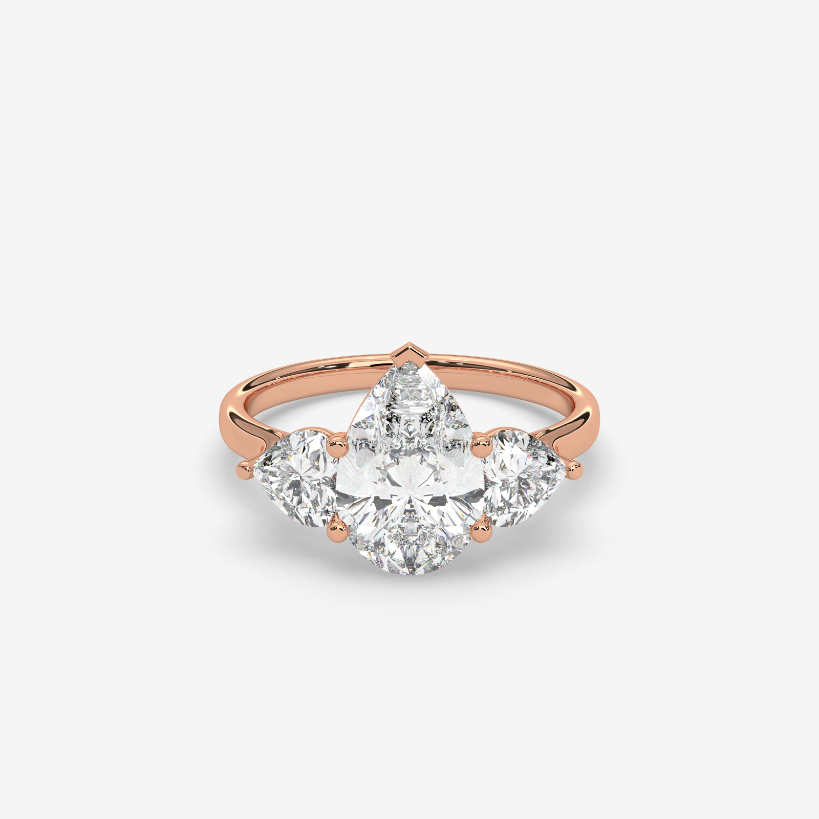 Solid Gold Pear Cut Diamond Trilogy Engagement Ring | Three-Stone Anniversary Band