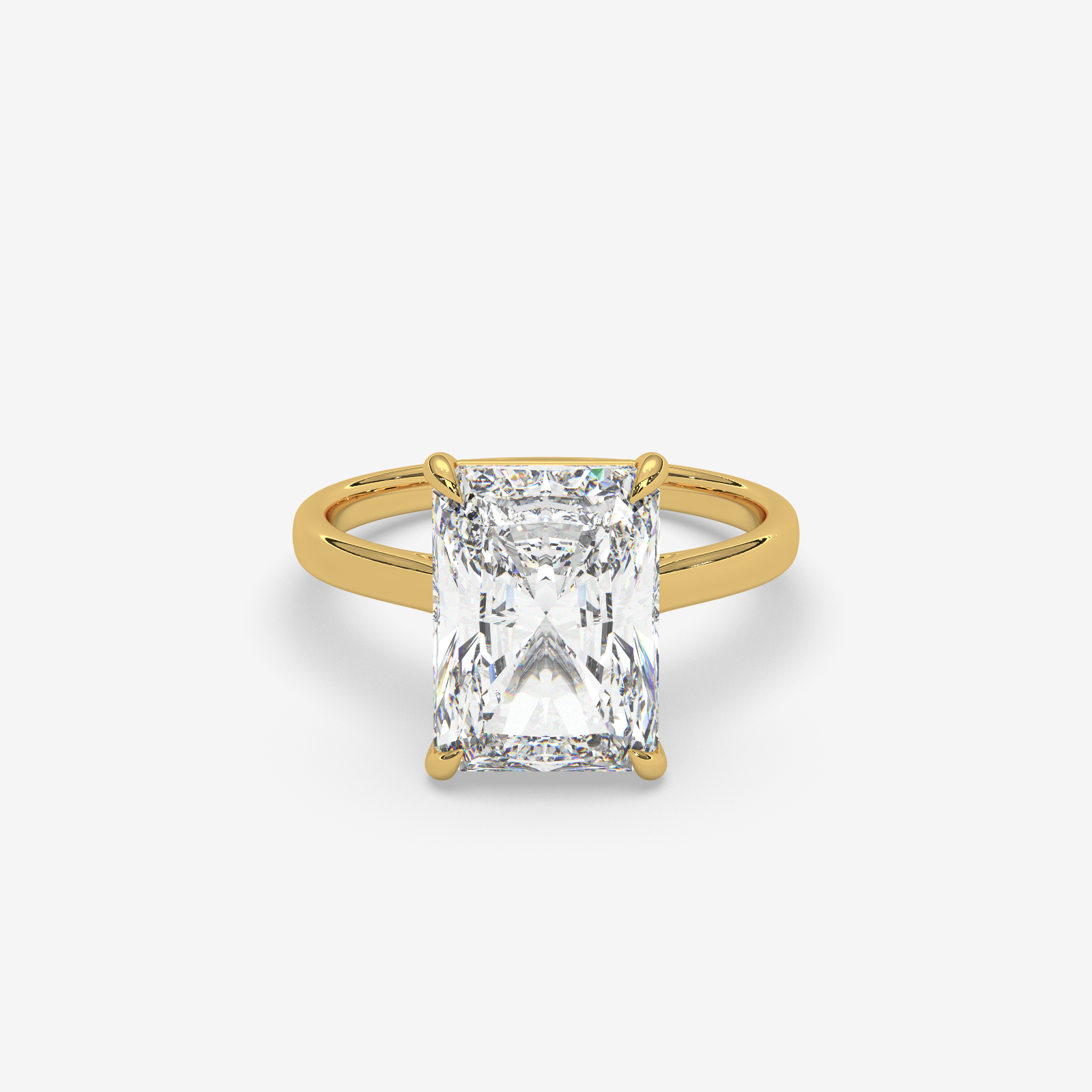 Solid Gold Radiant Cut Diamond Solitaire Engagement Ring | Classic 4-Prong Setting