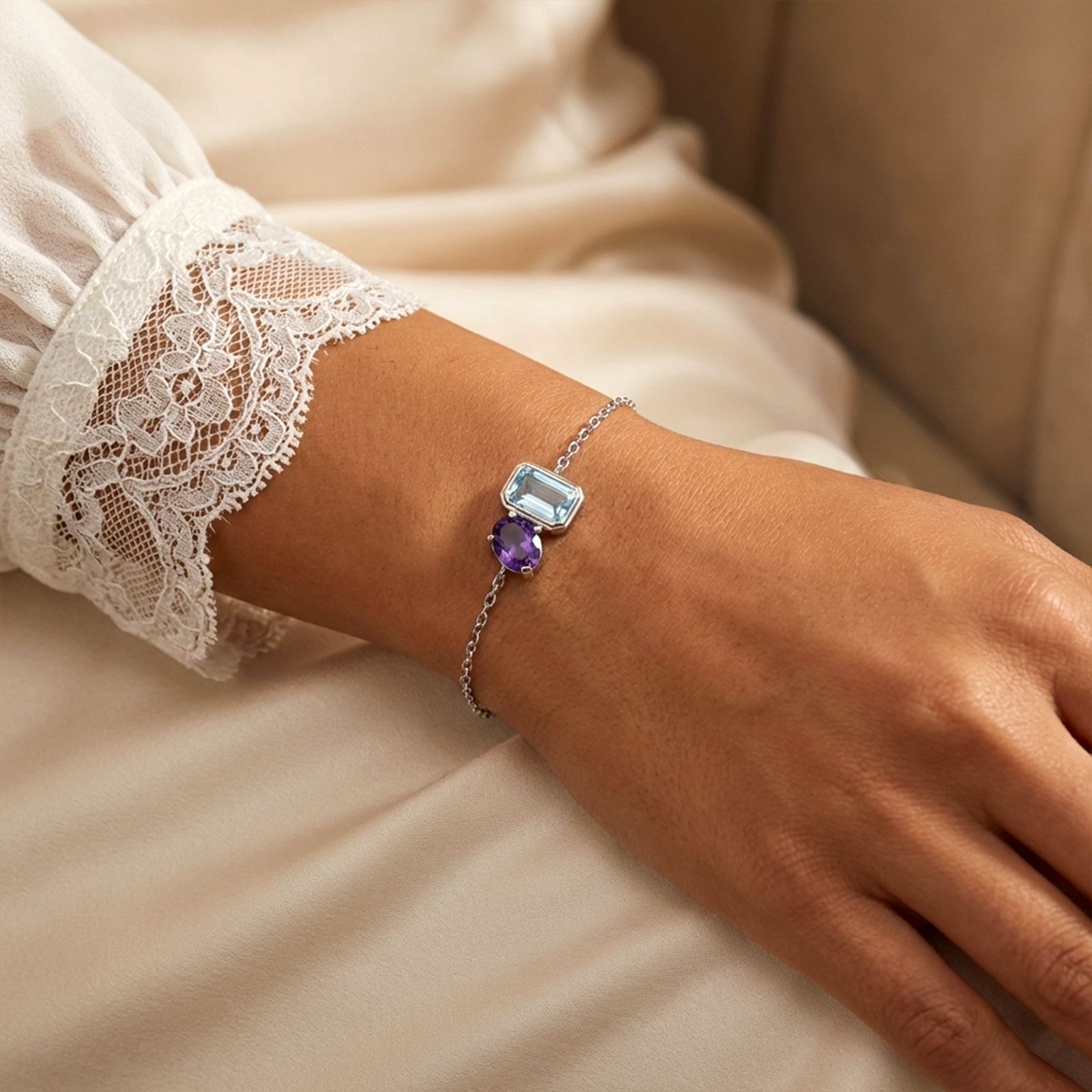 Personalized Toi et Moi Birthstone Bracelet | 18K Gold Custom Jewelry Gift