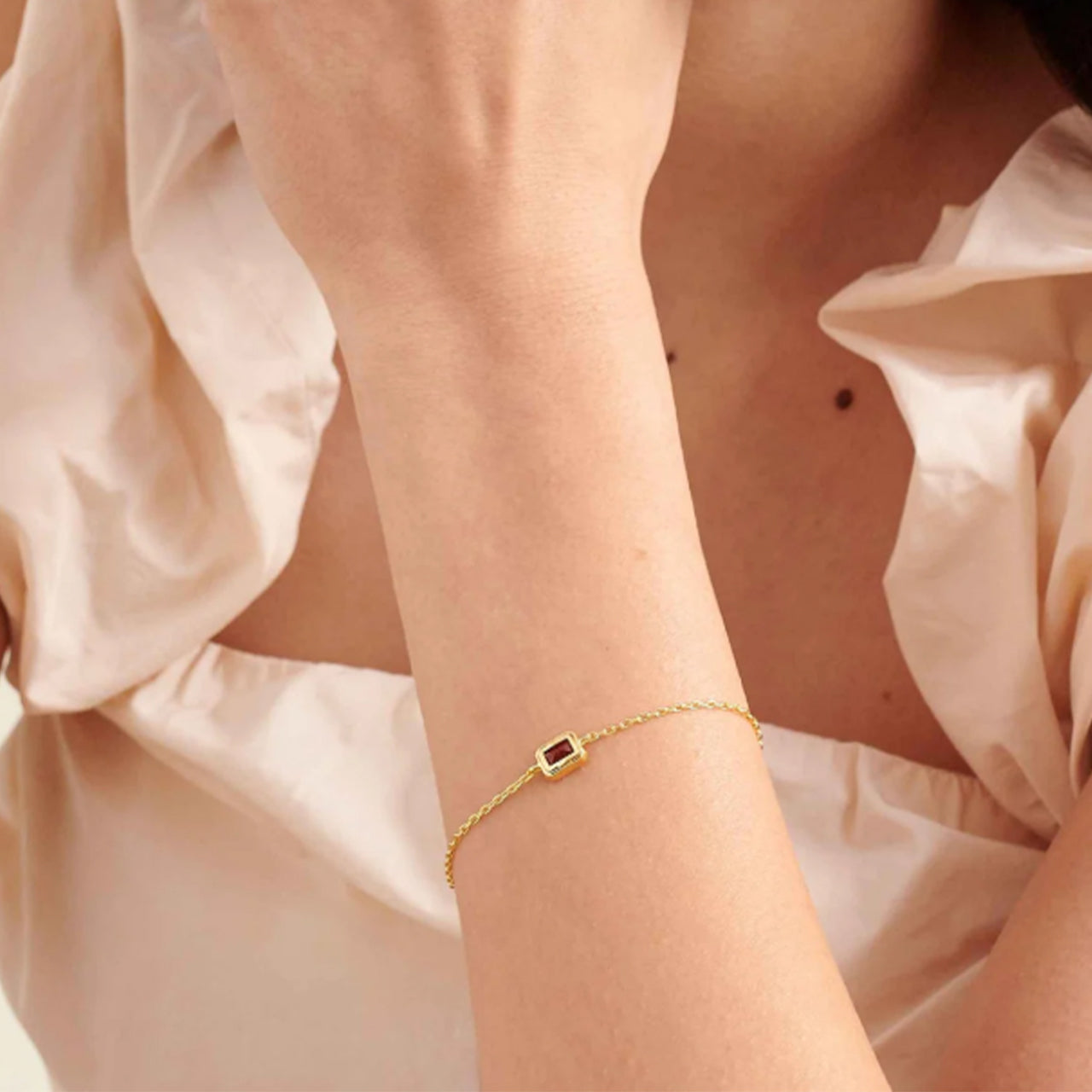 Dainty Birthstone Bracelet - 18K Gold