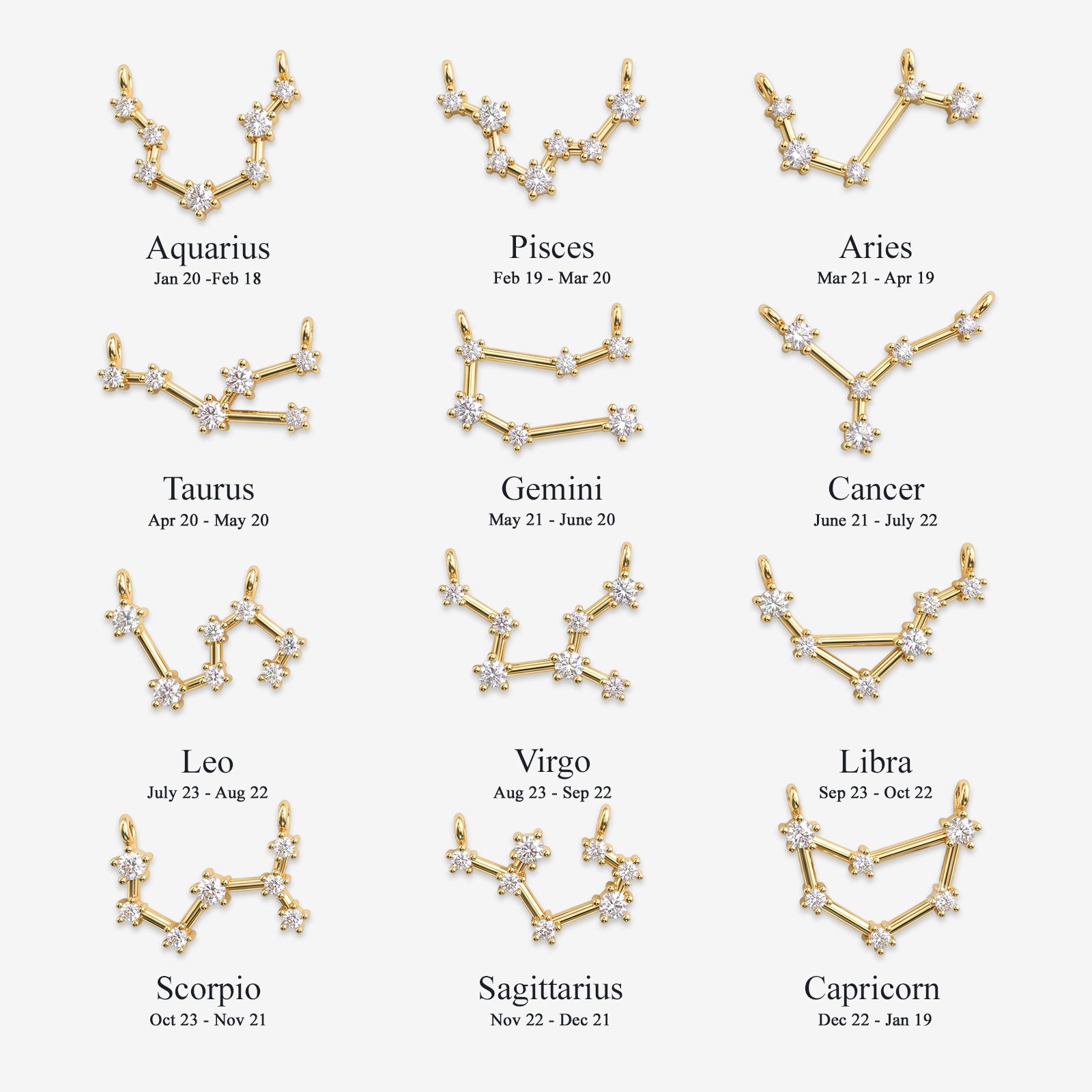 18k Gold Virgo Constellation Diamond Necklace | Zodiac Fine Jewelry