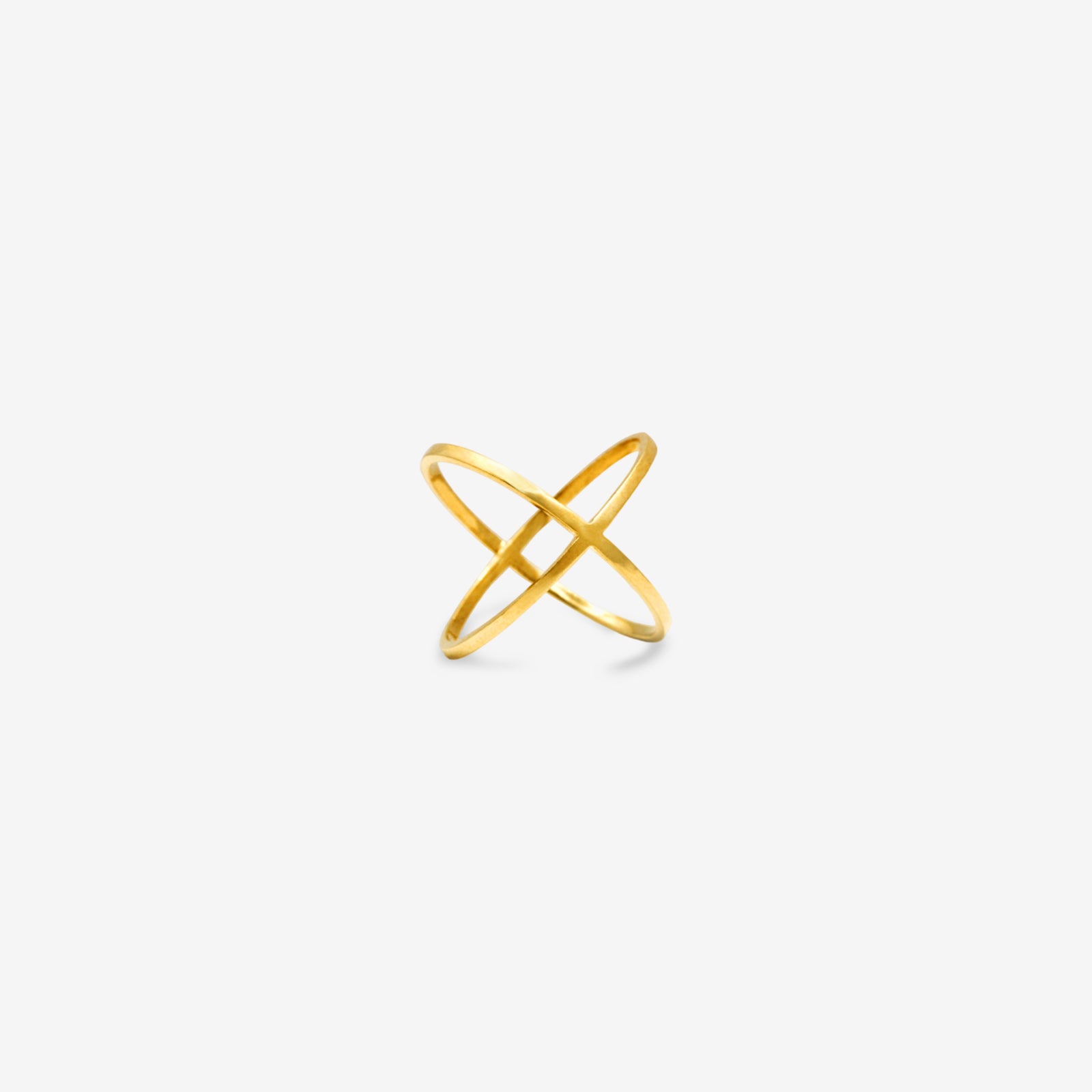 Solid 18k Gold Criss Cross Ring | Minimalist X-Ring for Women