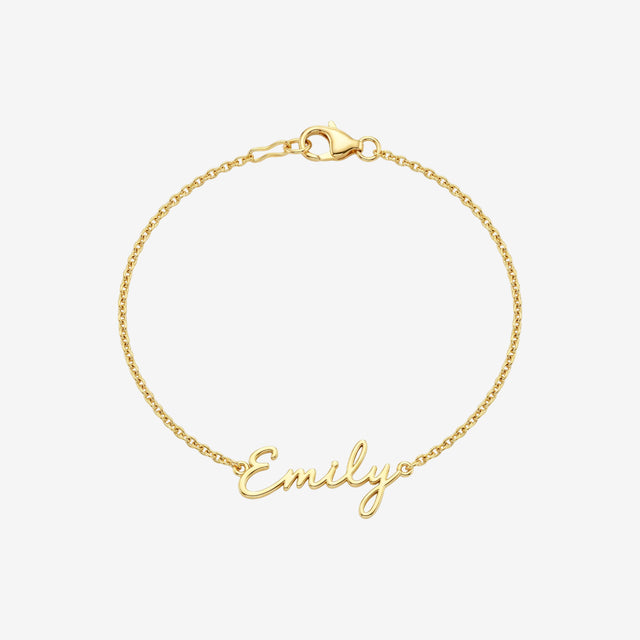 Custom 18K Solid Gold Script Name Bracelet | Dainty Link Chain