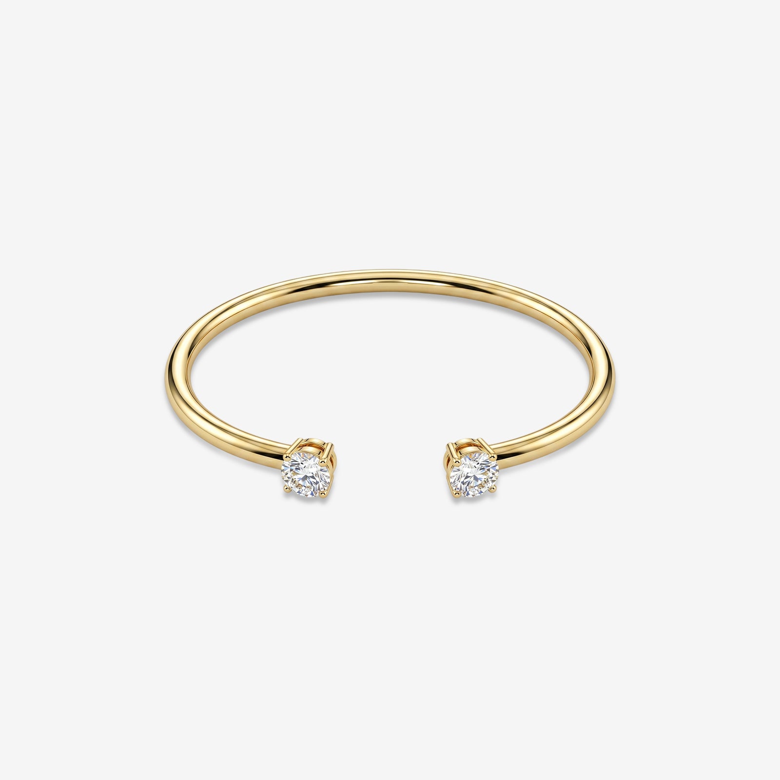 18K Gold Two-Stone Diamond Open Cuff Bangle | Minimalist Luxury
