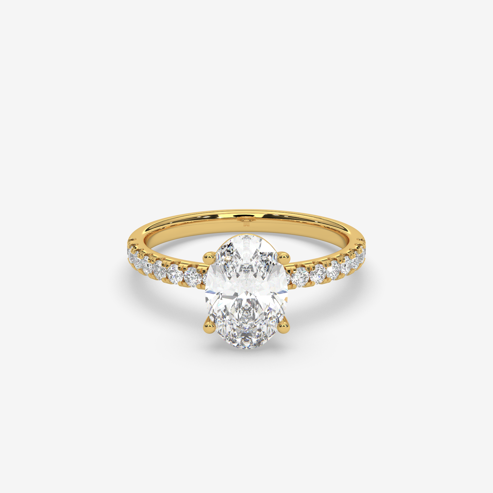 Solid Gold Oval Cut Diamond Engagement Ring