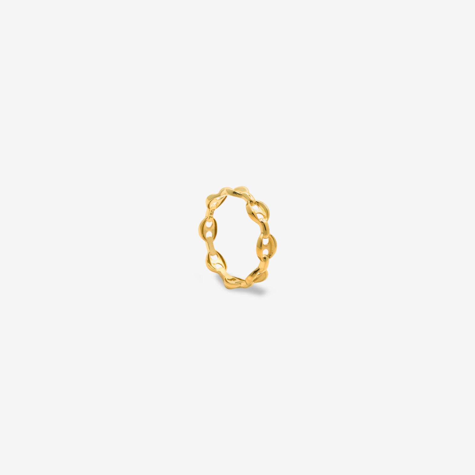 18k Solid Gold Marina Link Chain Ring | Minimalist Anchor Link Statement Ring for Women
