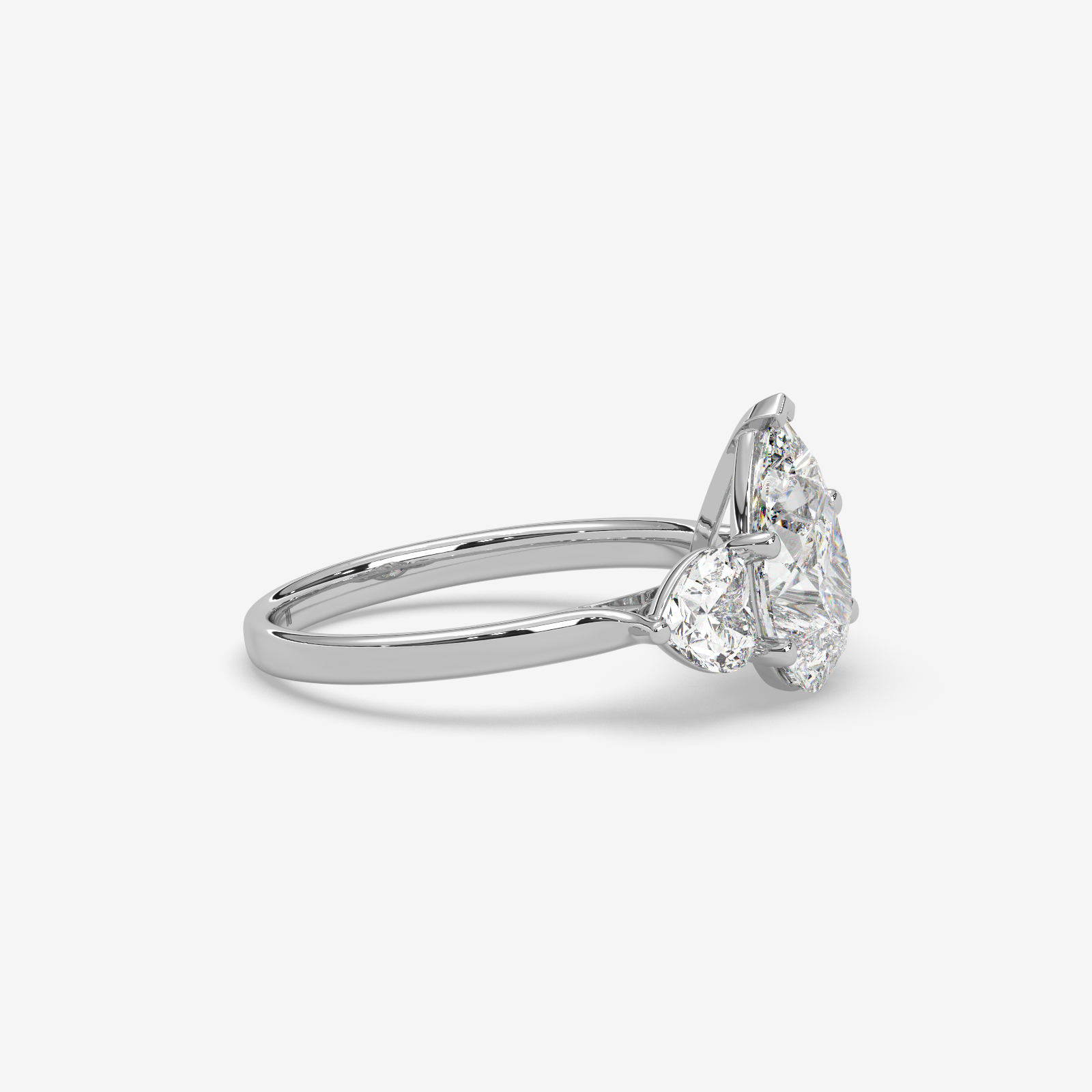 Solid Gold Pear Cut Diamond Trilogy Engagement Ring | Three-Stone Anniversary Band