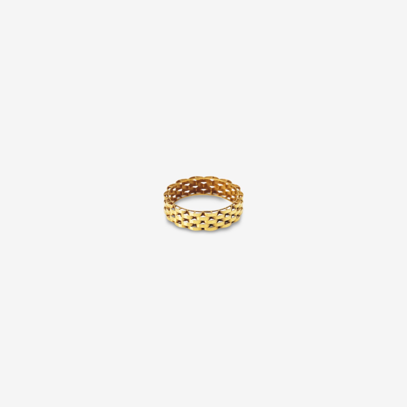 18k Solid Gold Honeycomb Mesh Ring | Hand-Finished Textured Woven Band