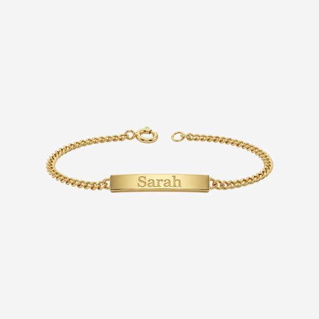 Personalized 18k Gold Engraved ID Bracelet | Nameplate Curb Chain
