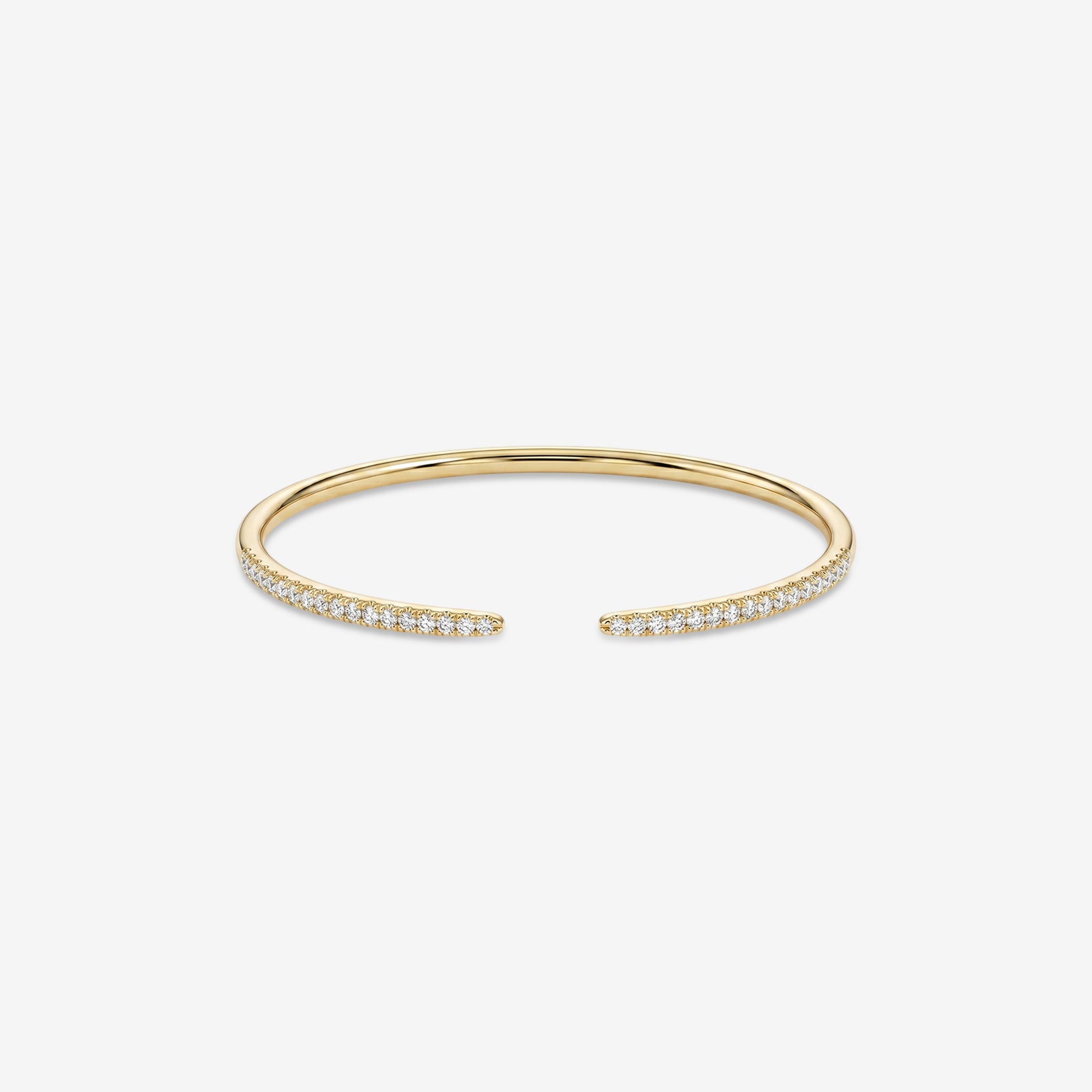 18k Gold Diamond Open Cuff Bangle | Minimalist Pave Diamond Bracelet