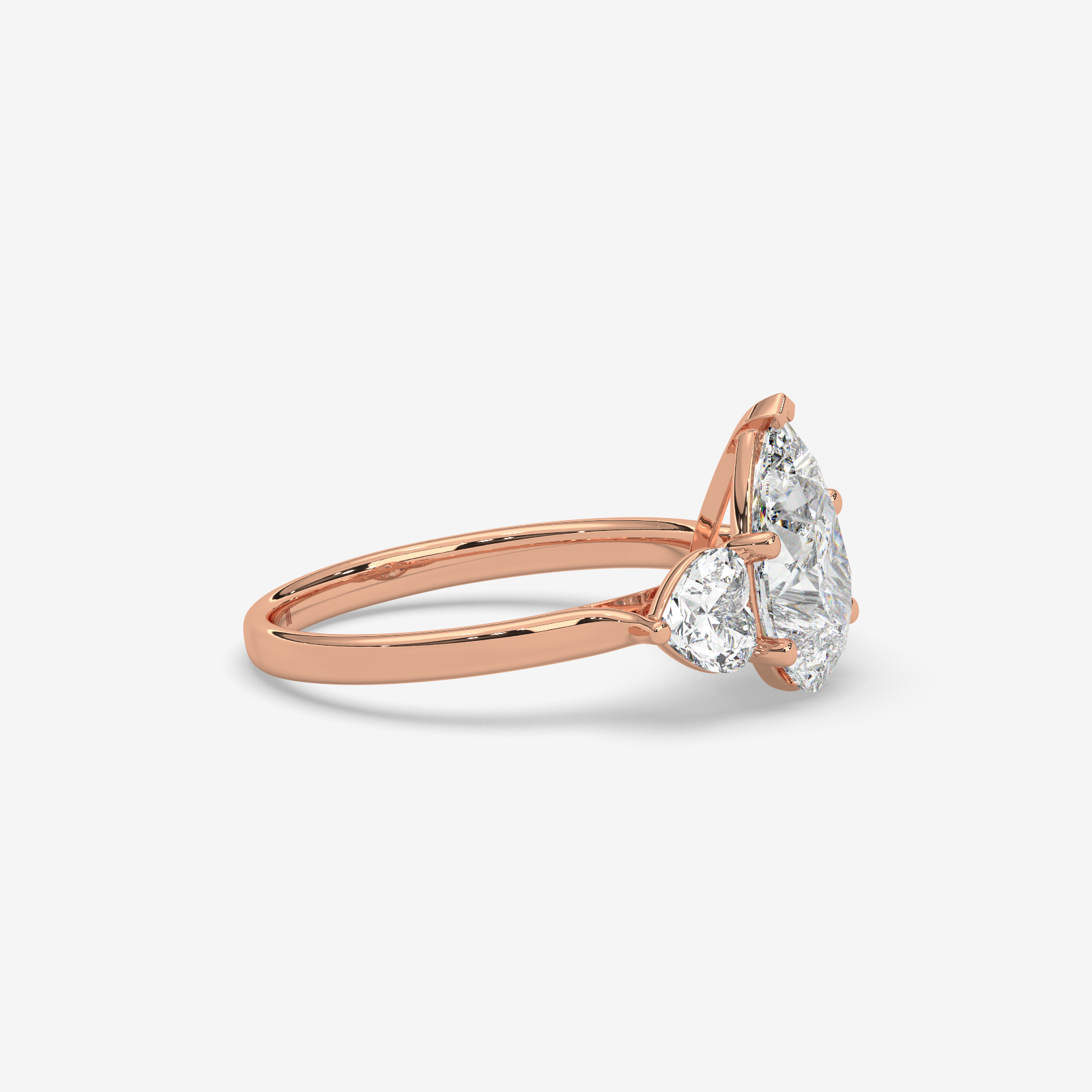 Solid Gold Pear Cut Diamond Trilogy Engagement Ring | Three-Stone Anniversary Band