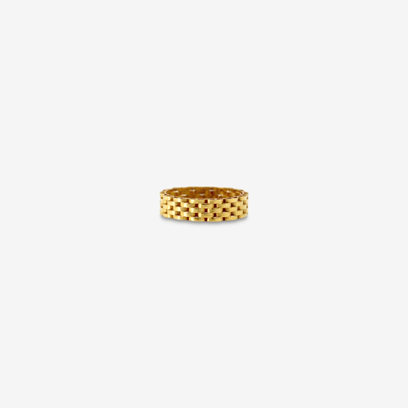 18k Solid Gold Honeycomb Mesh Ring | Hand-Finished Textured Woven Band